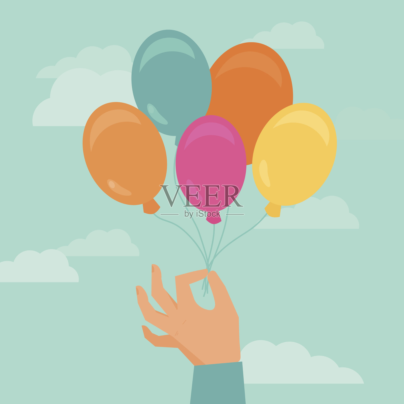 矢量手持气球插画图片素材