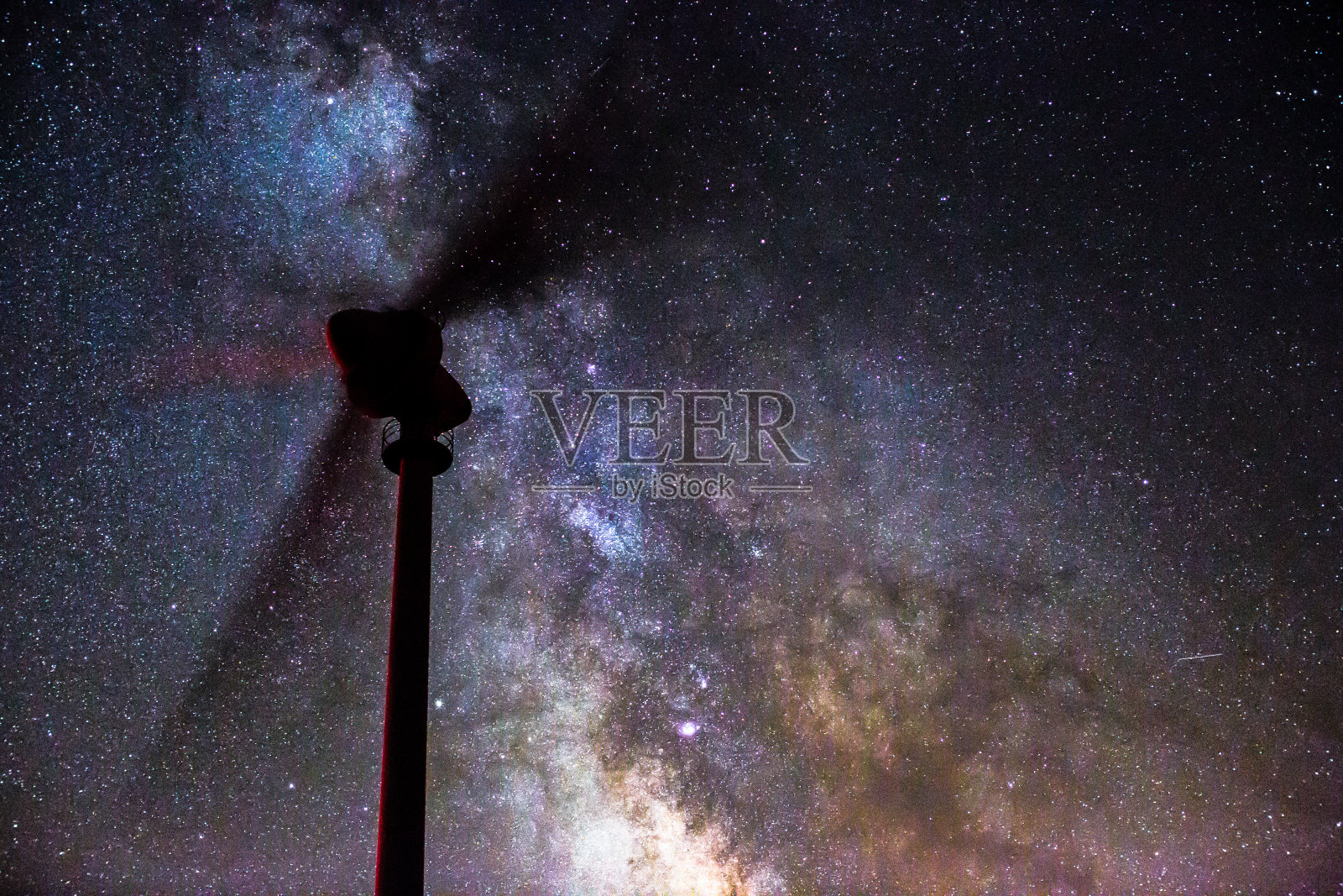 风力涡轮机与银河照片摄影图片