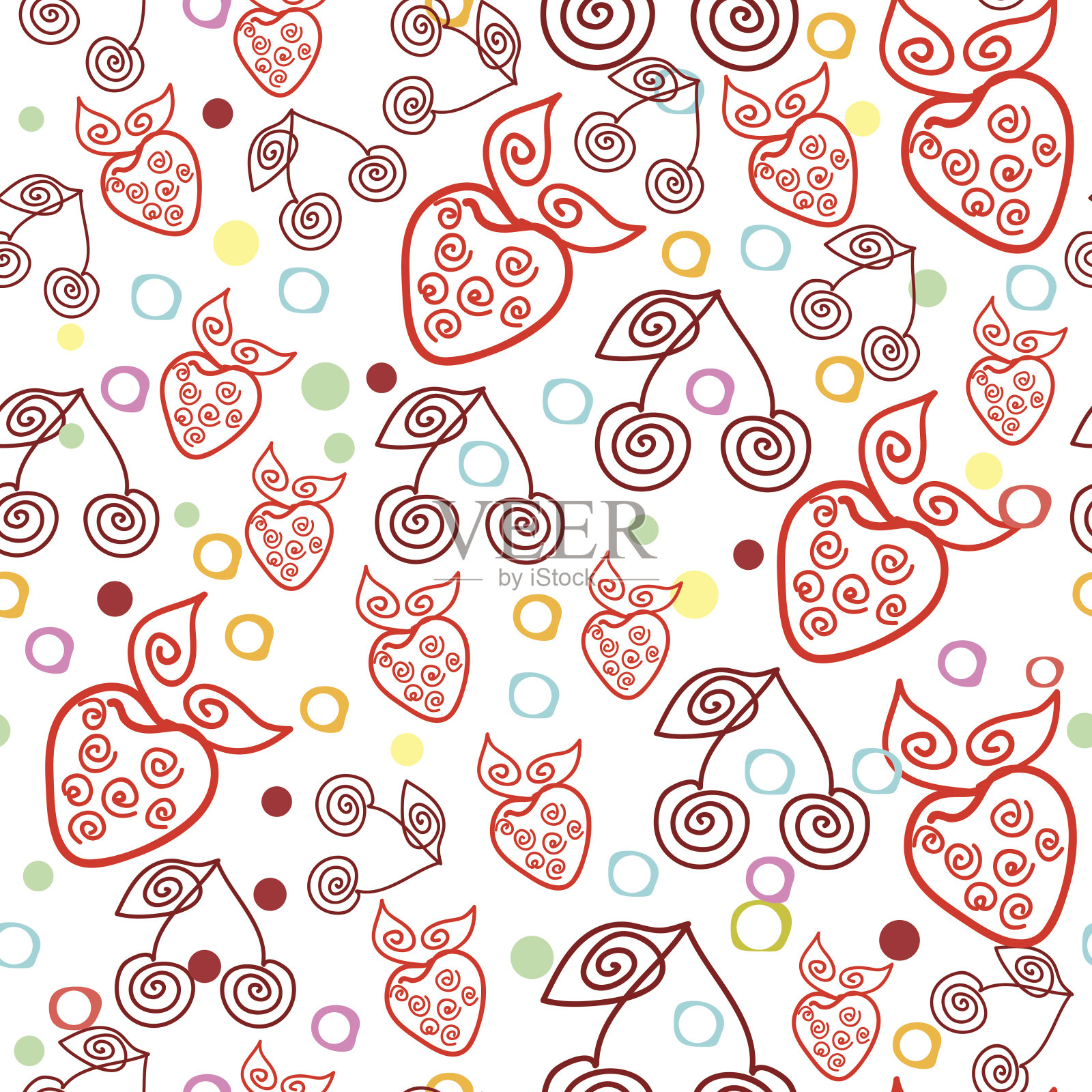 浆果图案无尽的无缝图案插画图片素材