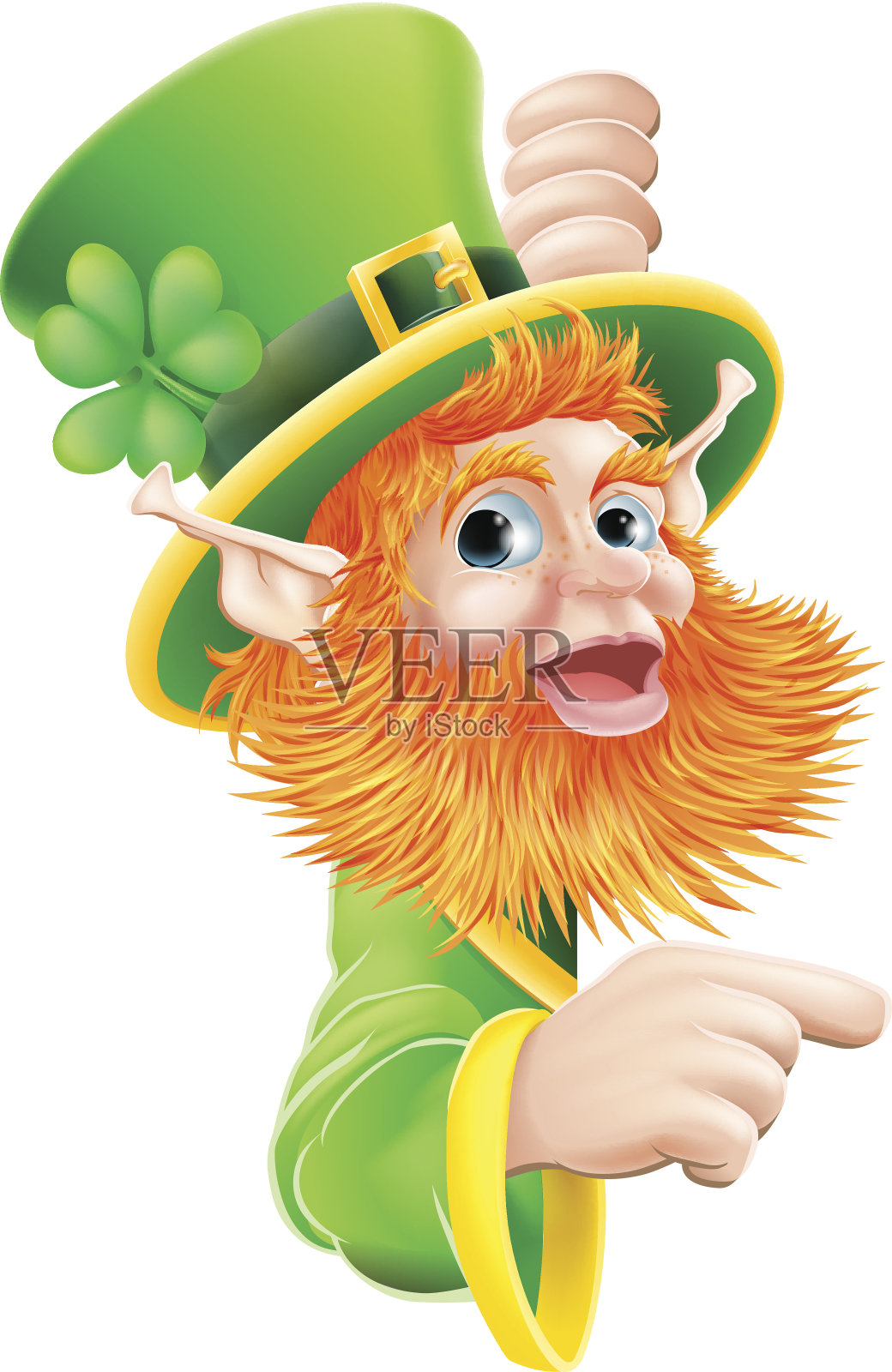 小妖精指着手势插画图片素材