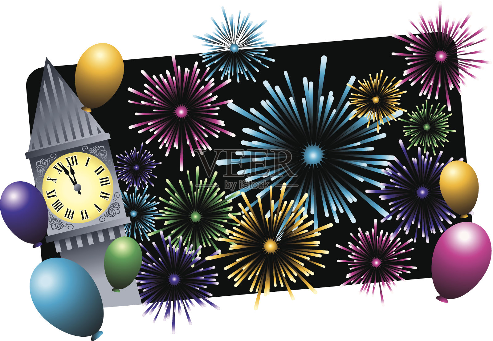 钟烟花C插画图片素材