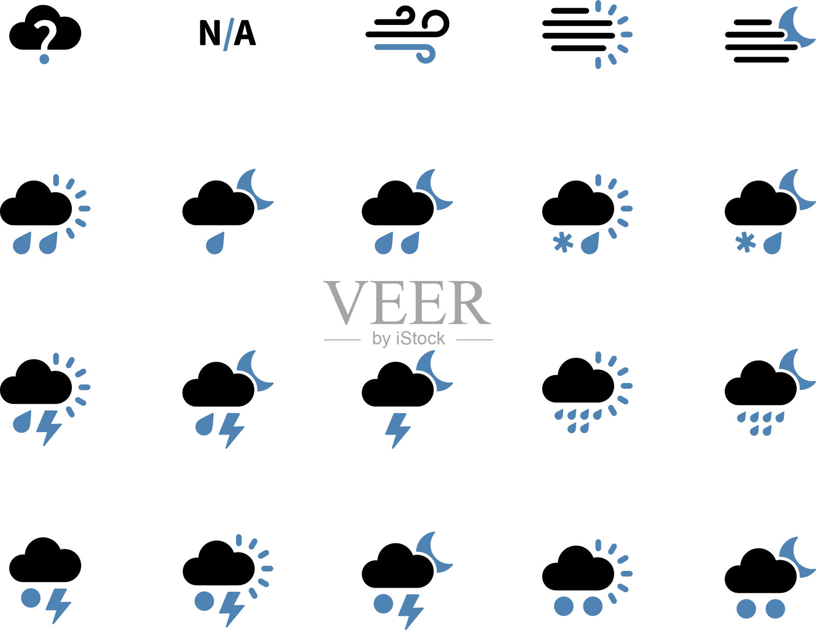 天气双色调图标上的白色背景。图标素材