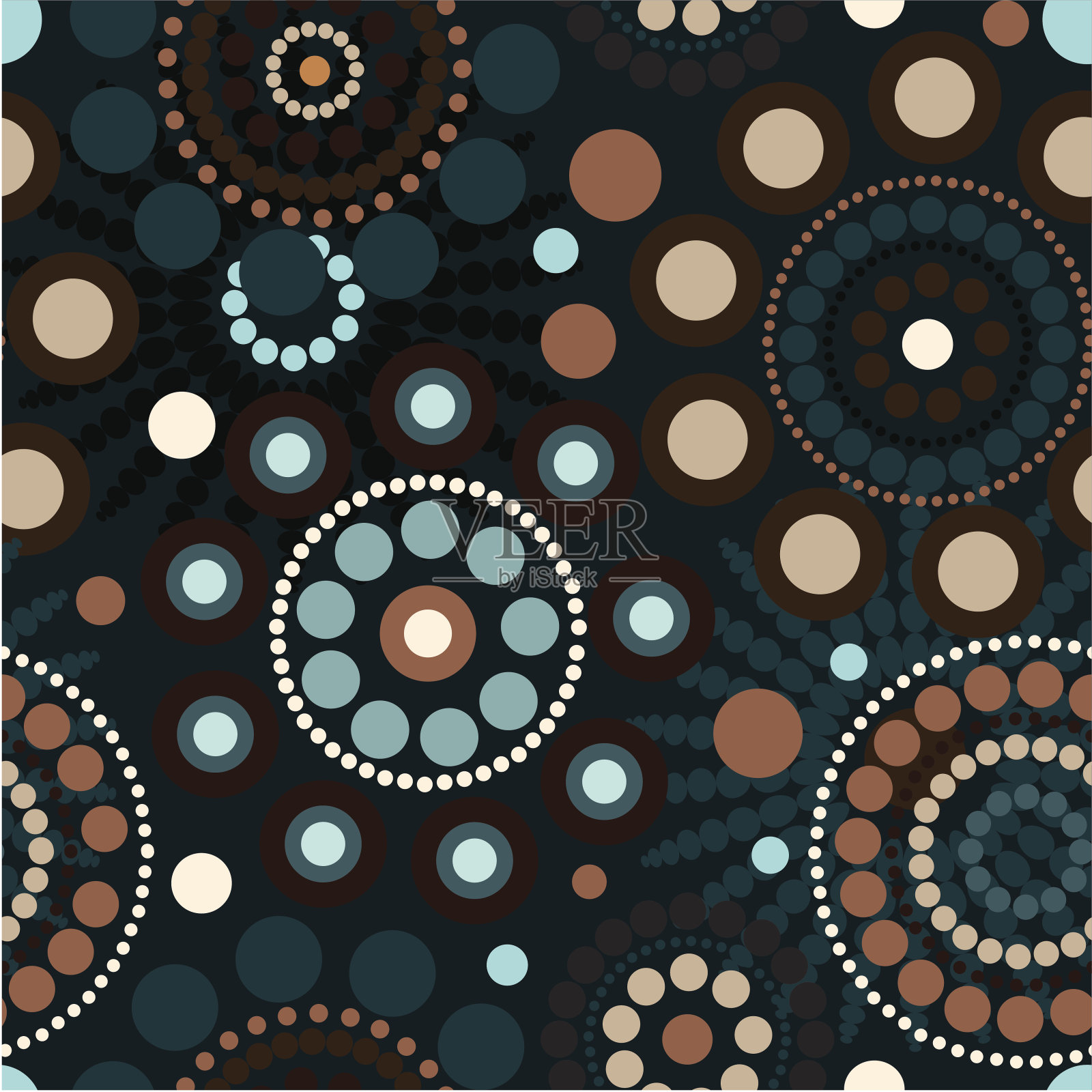 深蓝色复古图案。插画图片素材