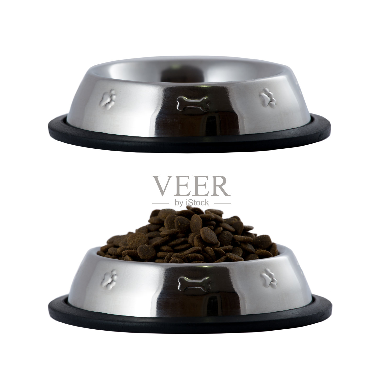 满和空宠物碗白色孤立照片摄影图片