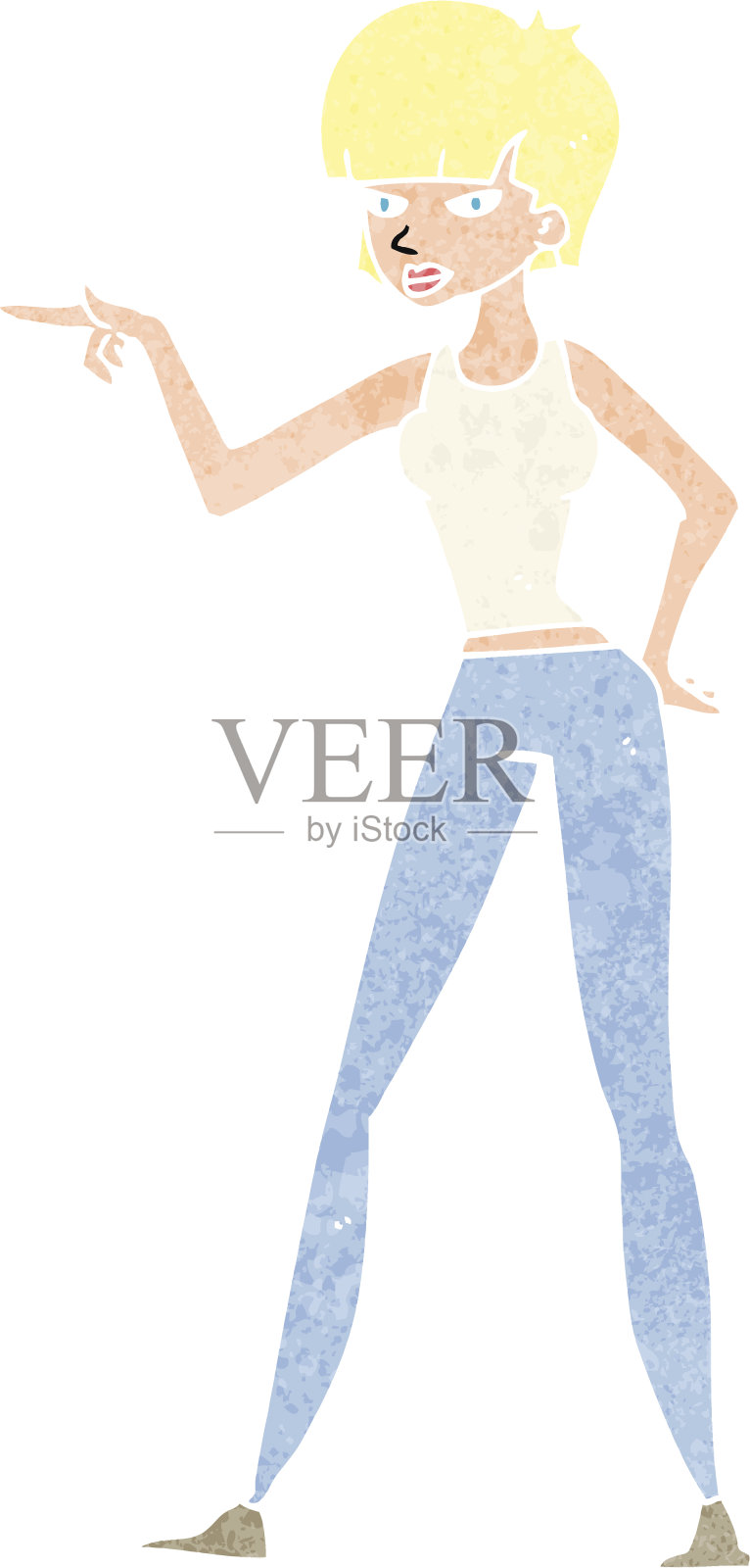 卡通女人指向插画图片素材