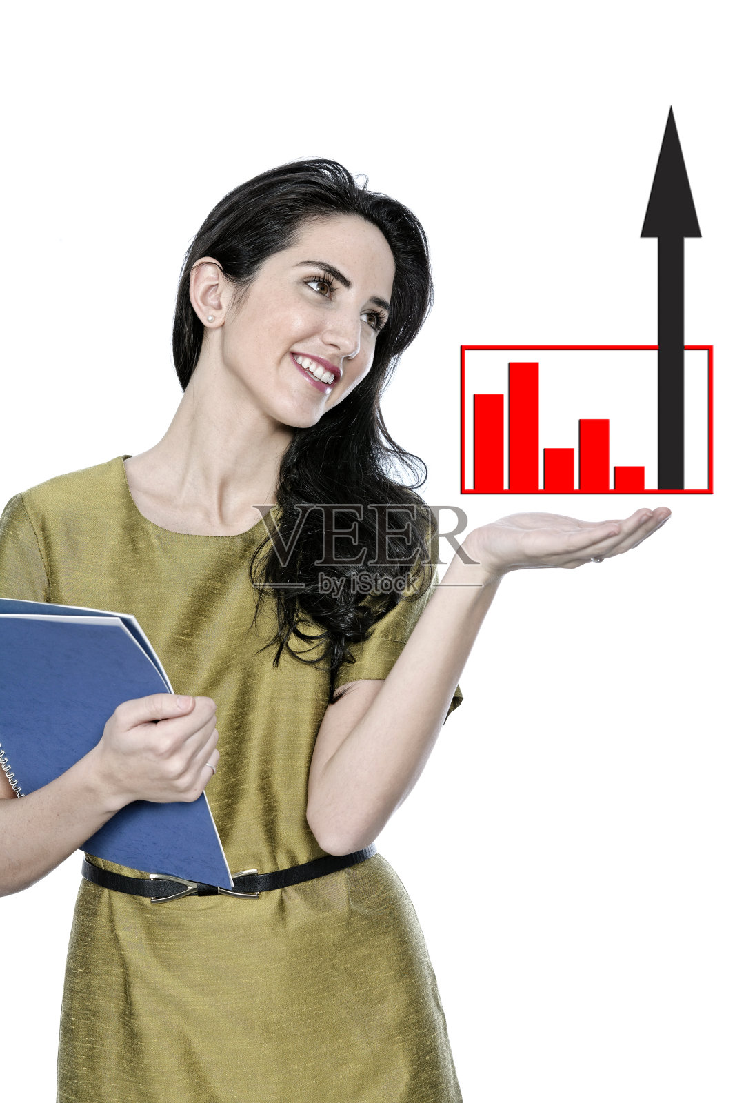 商业女性与利润图表照片摄影图片