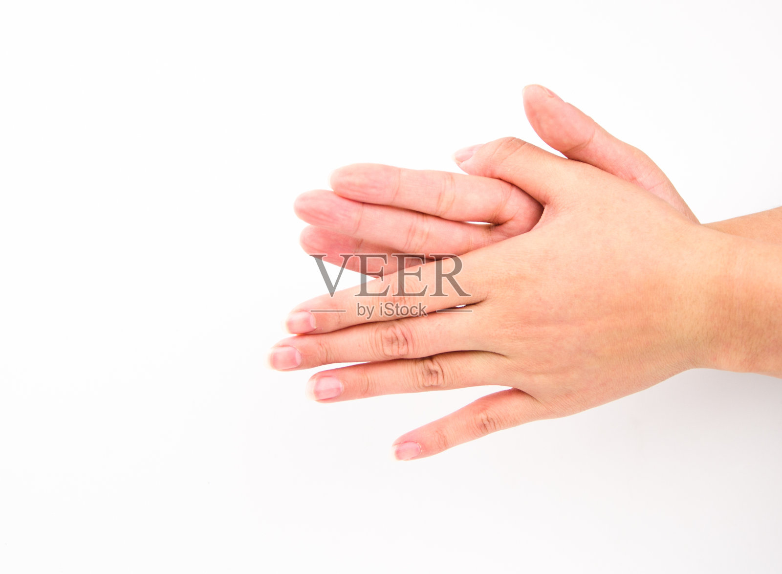 医用洗手手势，孤立在白色背景上。照片摄影图片