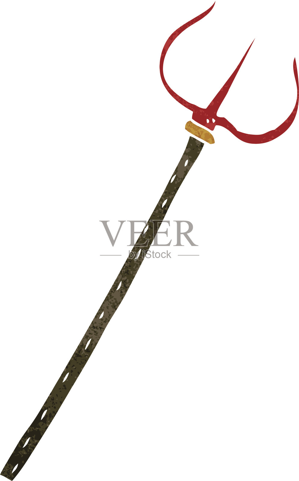 复古卡通恶魔干草叉插画图片素材