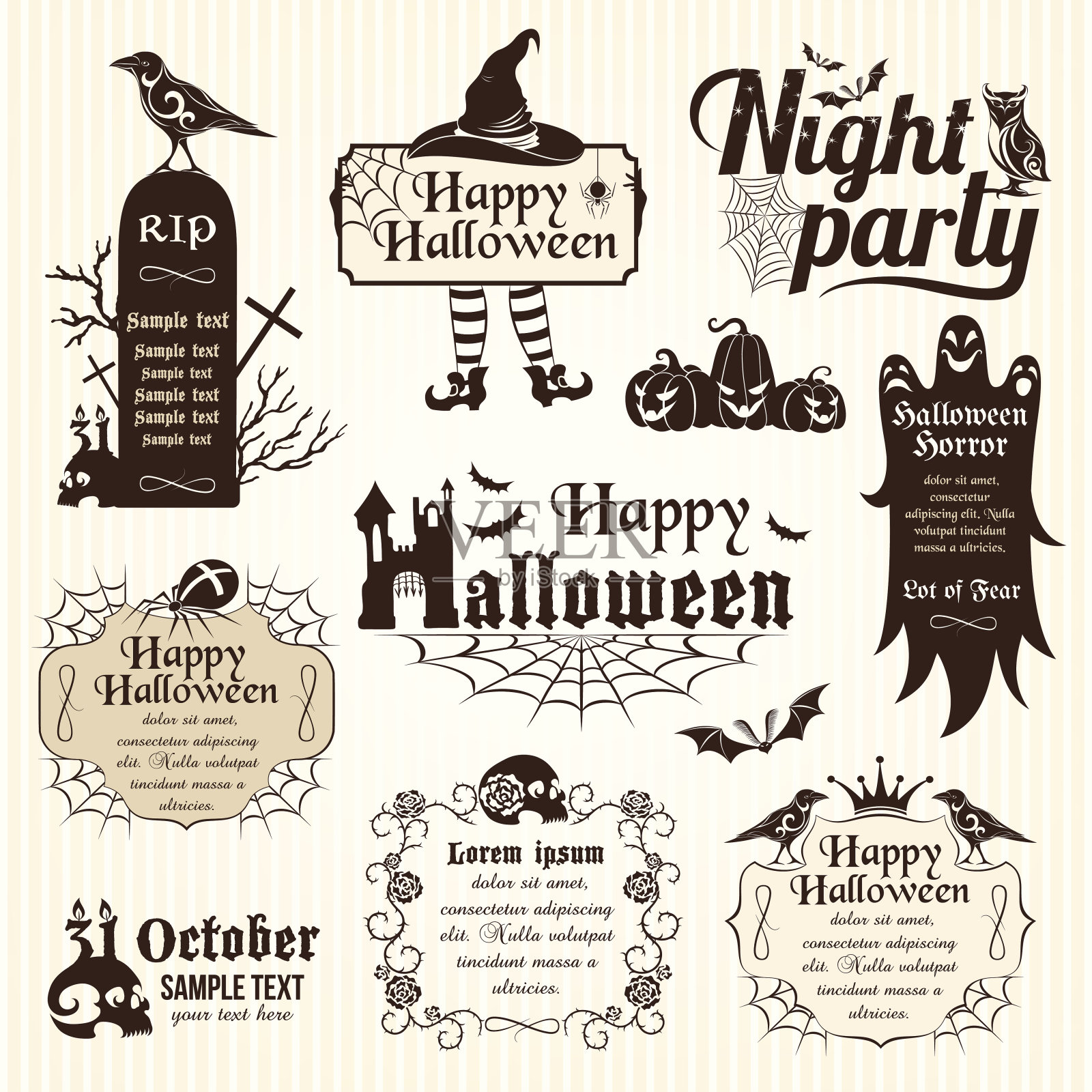 万圣节的装饰元素插画图片素材