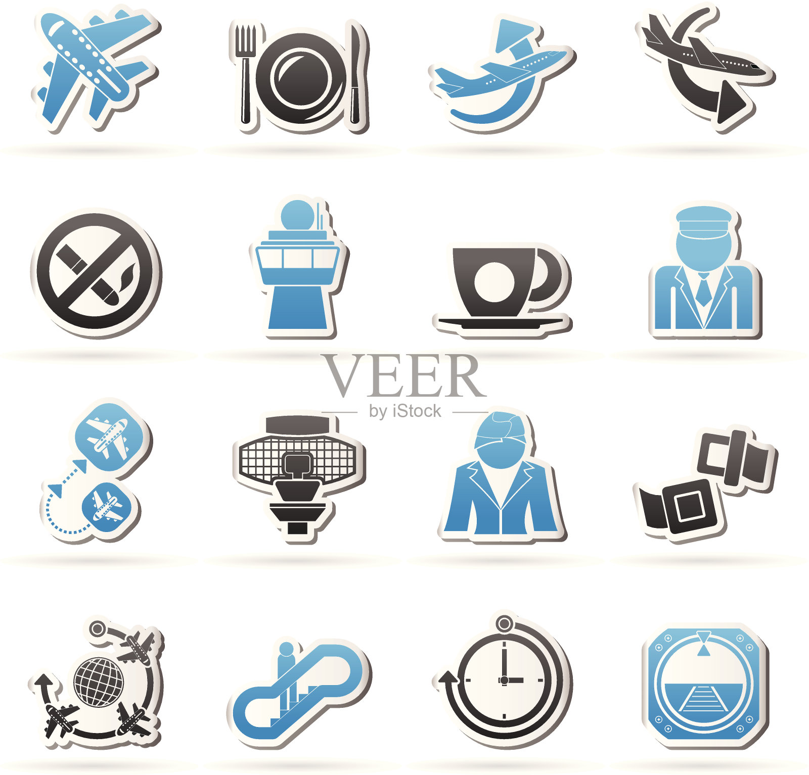 飞机，机场和飞机图标图标素材