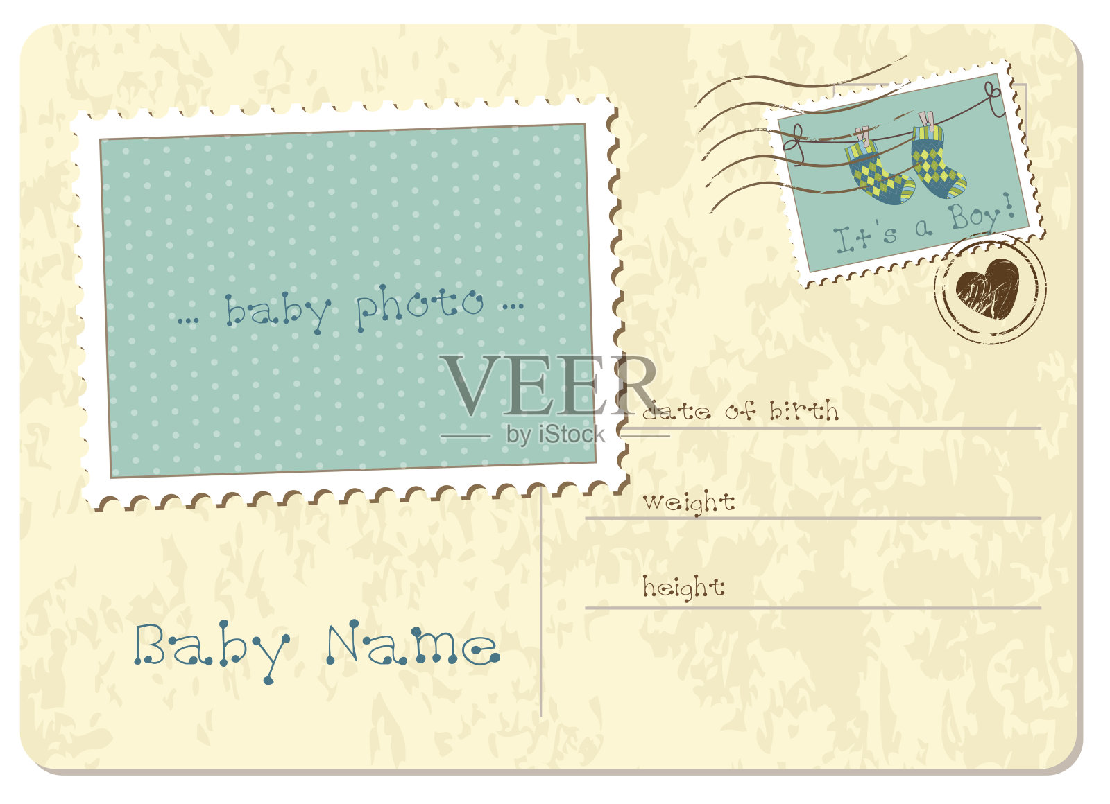 婴儿宣布卡插画图片素材