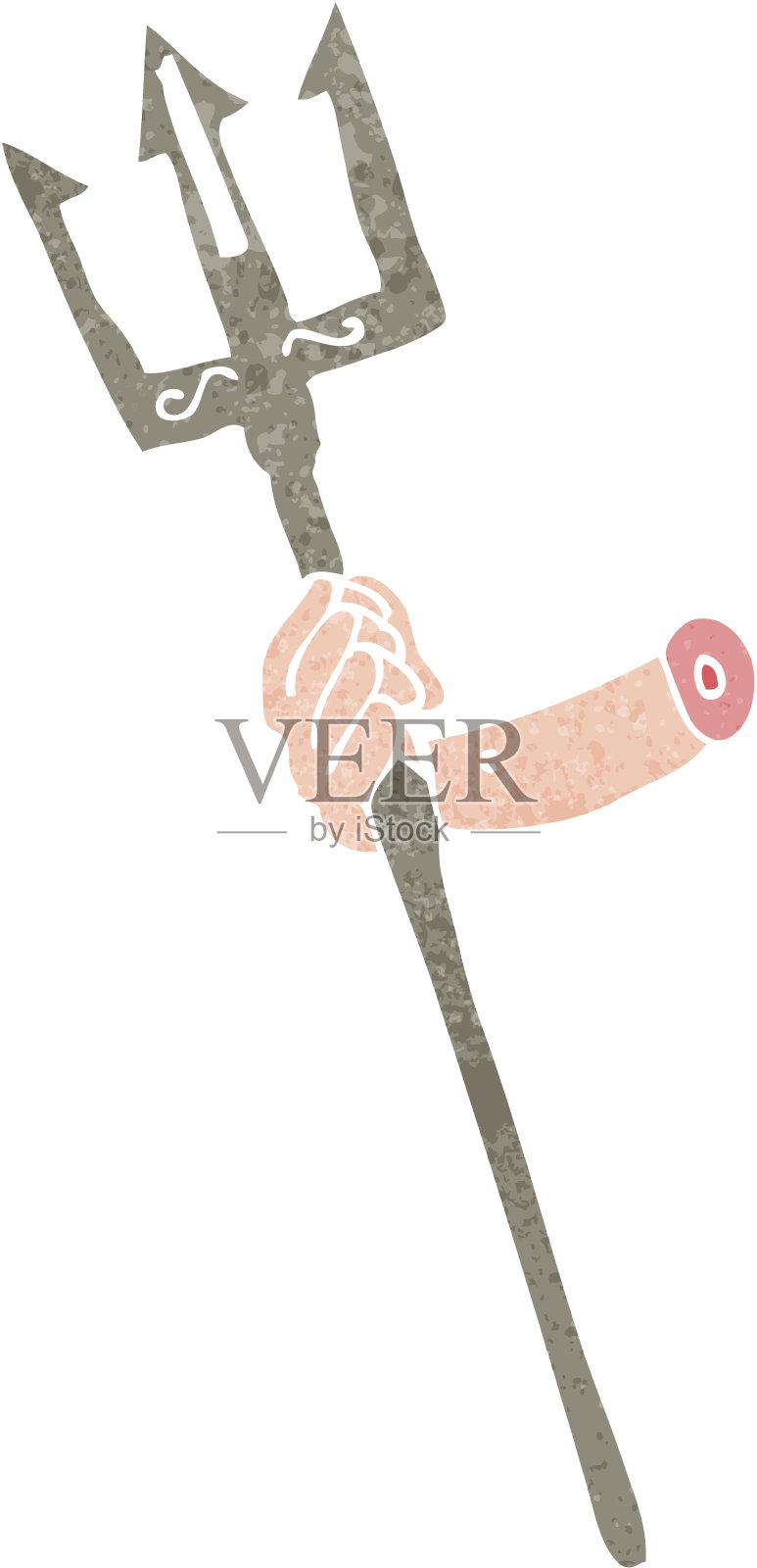 复古的卡通三叉戟插画图片素材