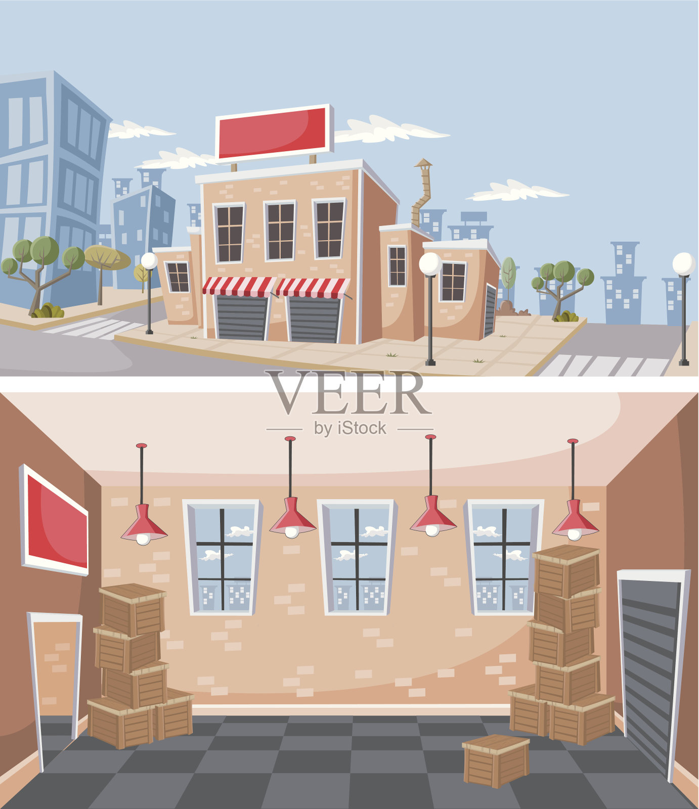 工厂仓库插画图片素材