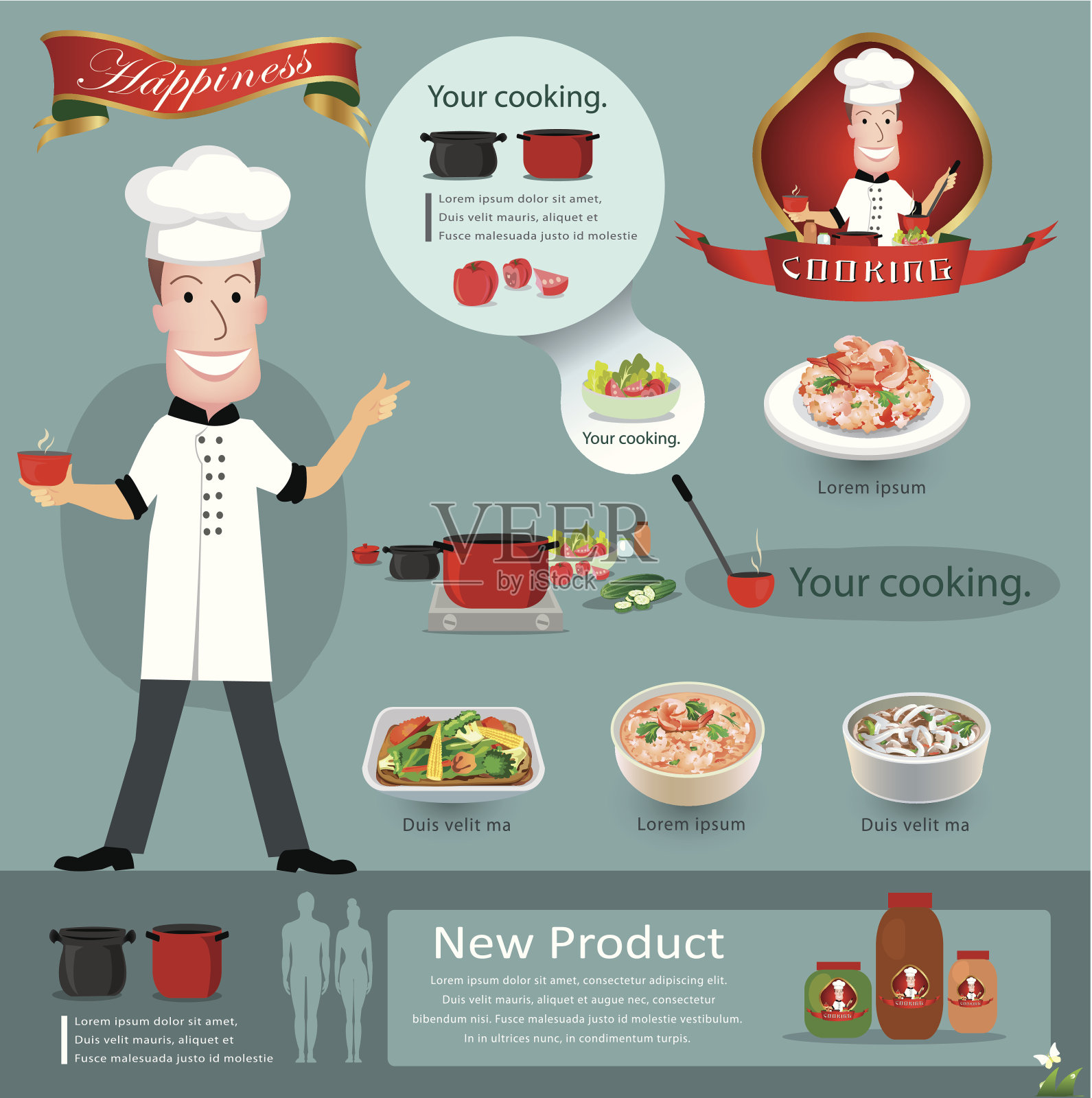 男人烹饪信息图.矢量图插画图片素材