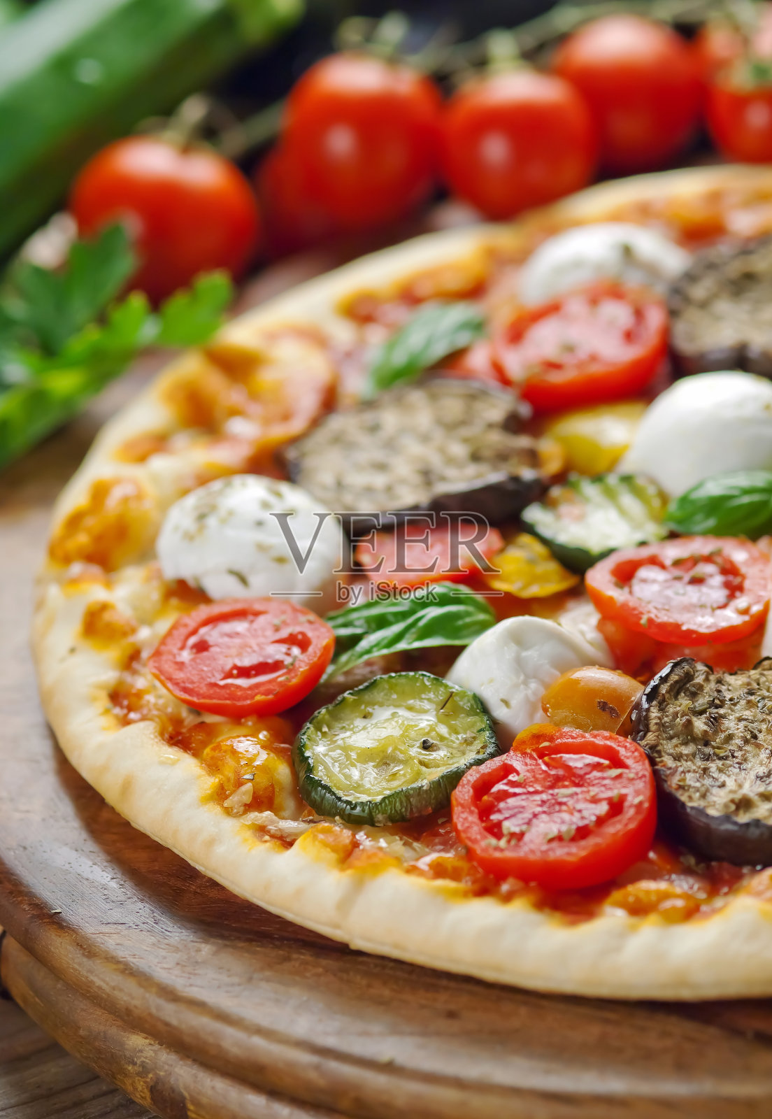 素食比萨照片摄影图片