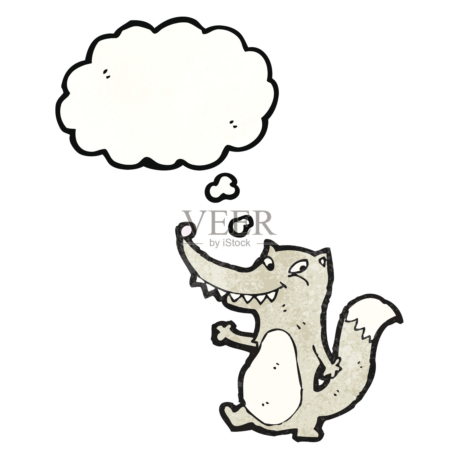 卡通狼与思想泡泡插画图片素材