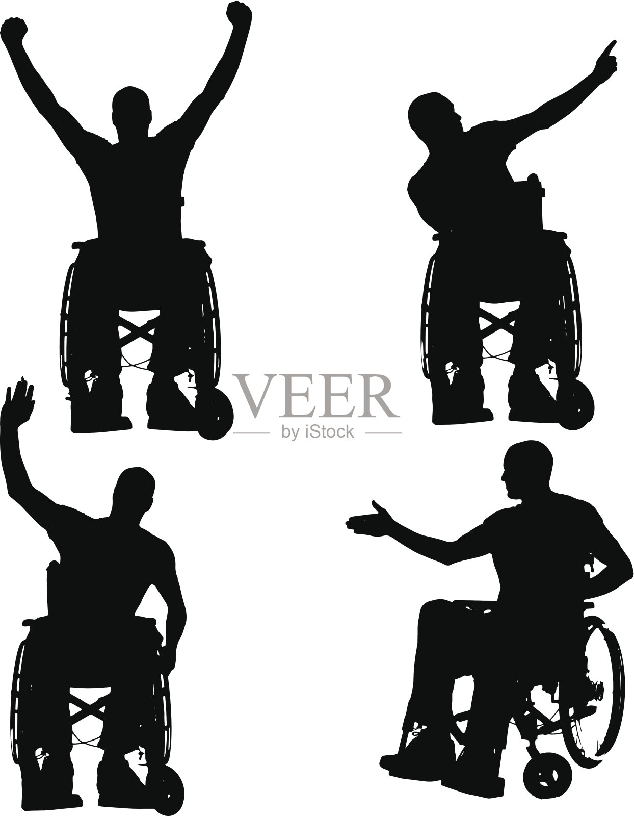 矢量剪影的人在轮椅上。插画图片素材