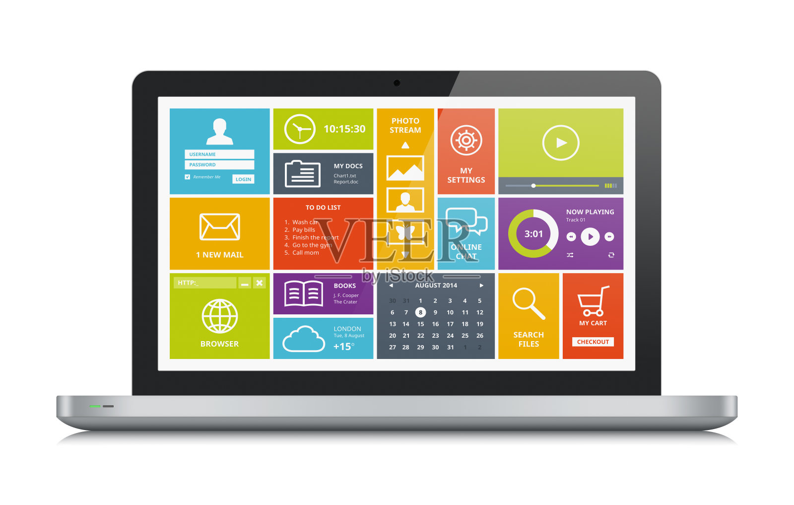 具有现代UI的金属笔记本电脑照片摄影图片