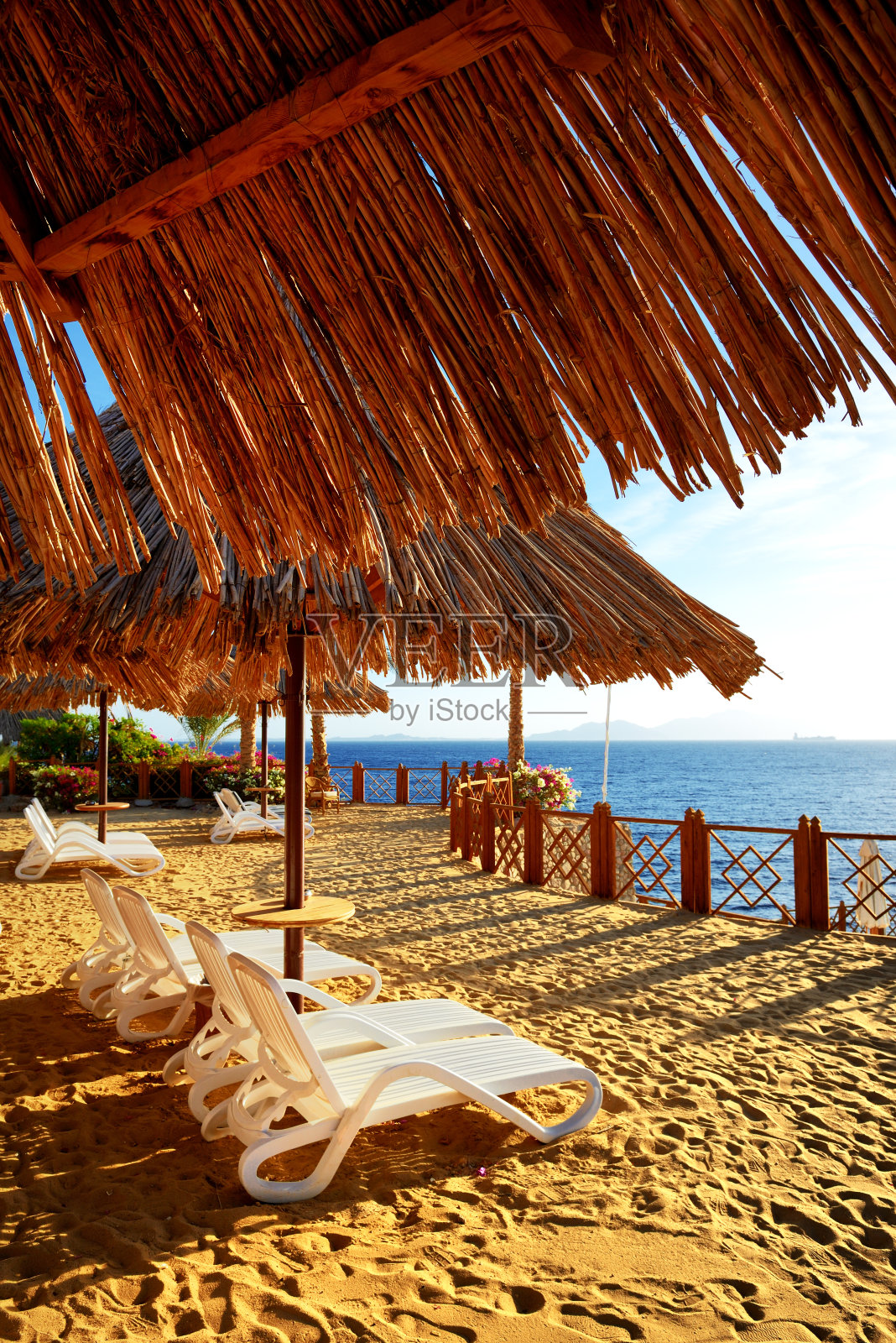 豪华酒店的海滩装饰照片摄影图片