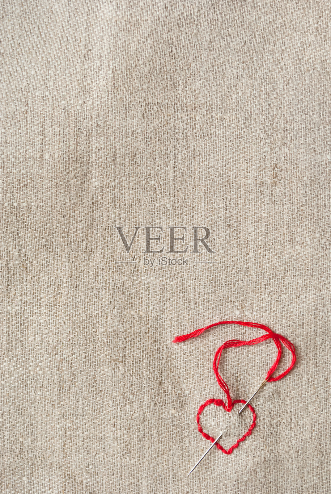 绣花红色的心照片摄影图片