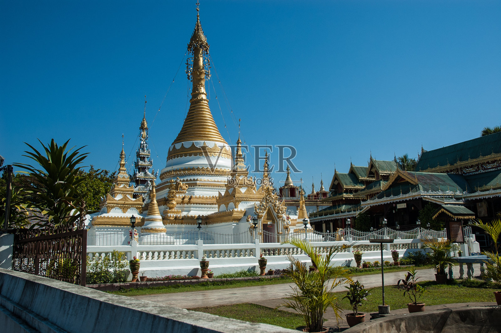 Wat Jong Klang temple, Mae Hong Son City, Thailand北部照片摄影图片