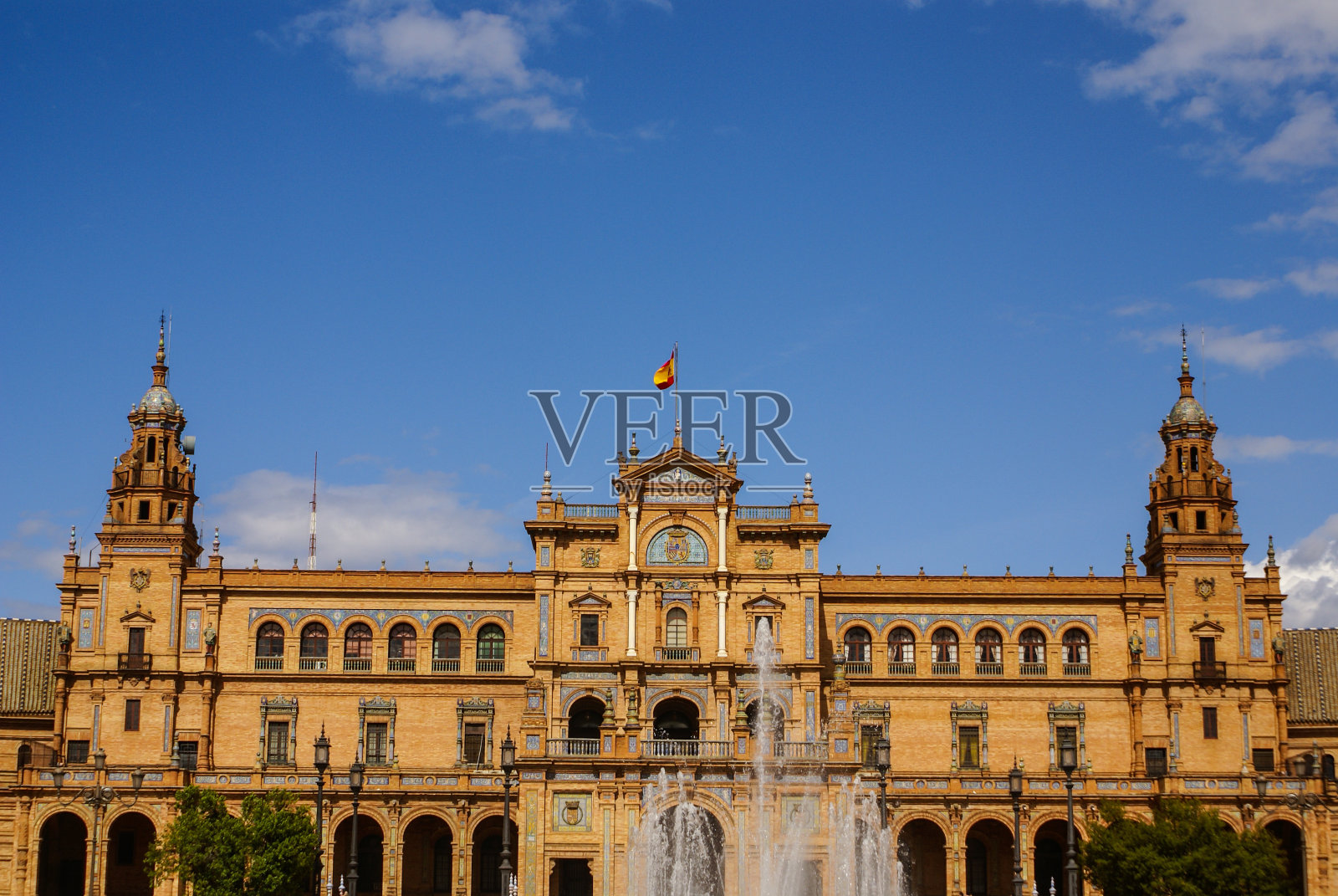 西班牙广场 (Plaza de Espana) 在西班牙塞维利亚照片摄影图片