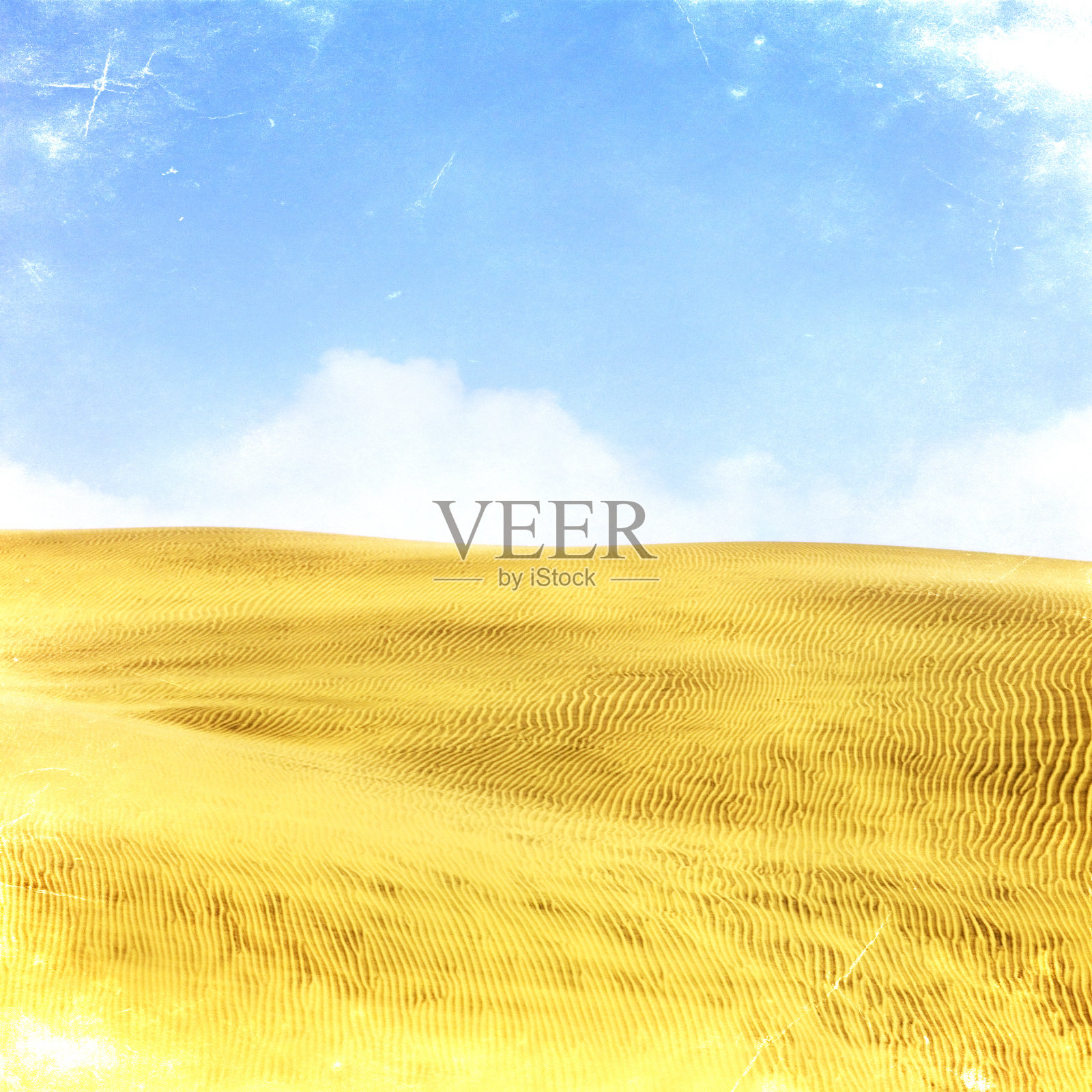 沙漠复古景观与云彩插画图片素材