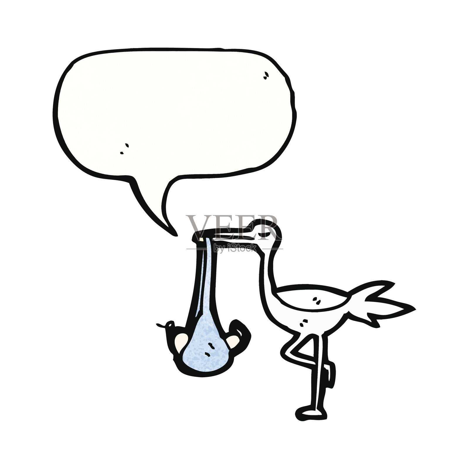 抱着婴儿卡通的鹳插画图片素材