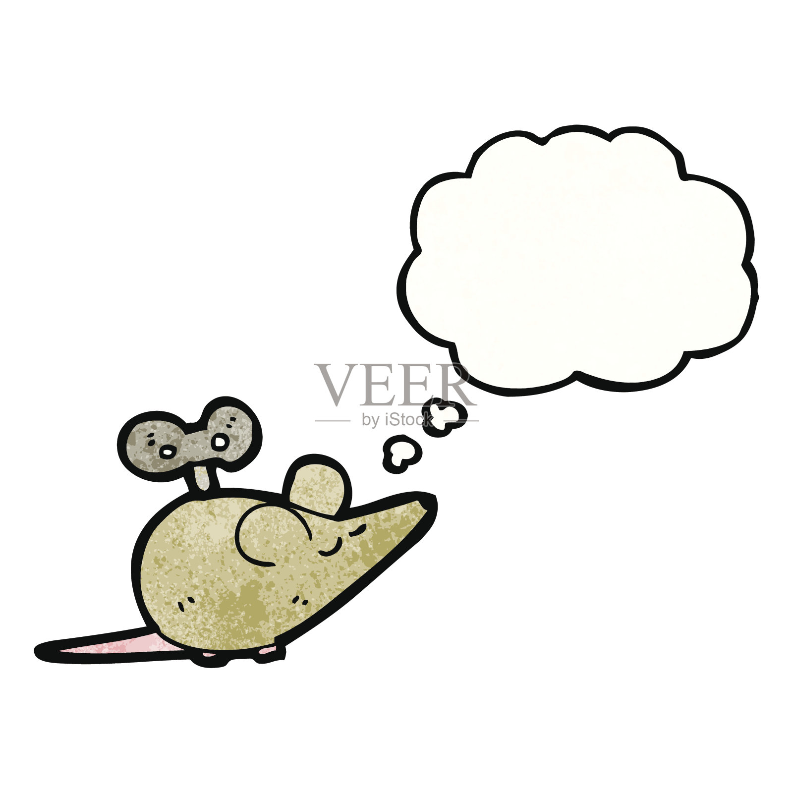 带有思想泡泡的卡通鼠标插画图片素材