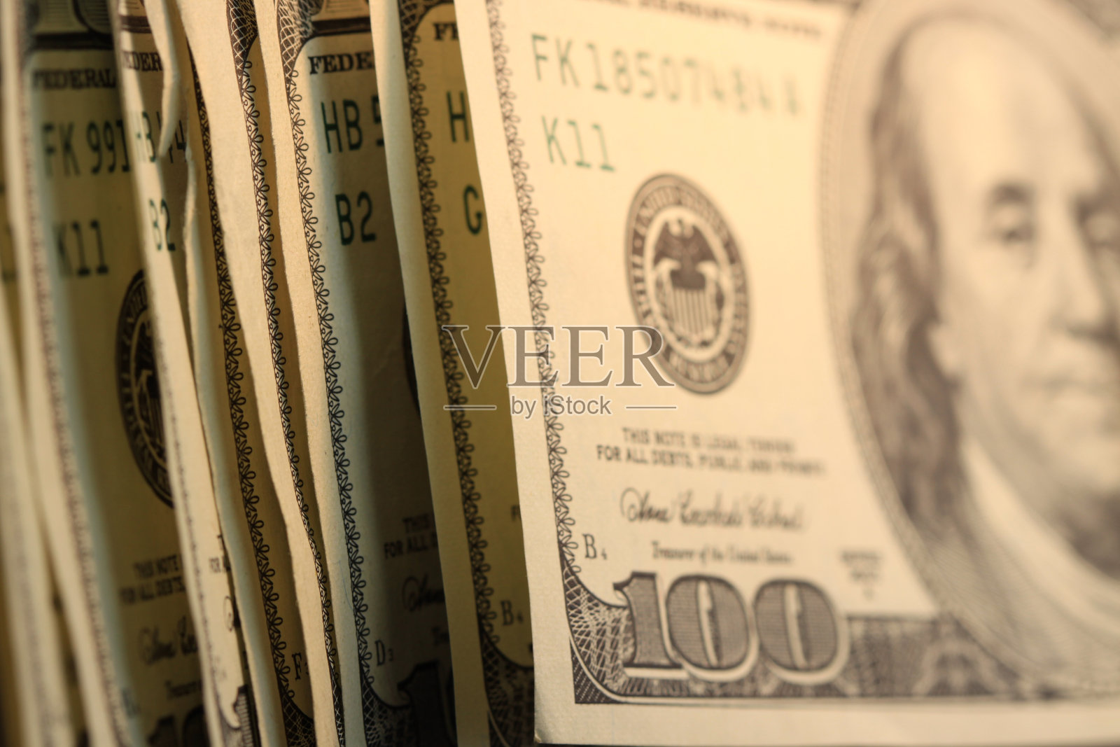 美元一百美元纸币照片摄影图片