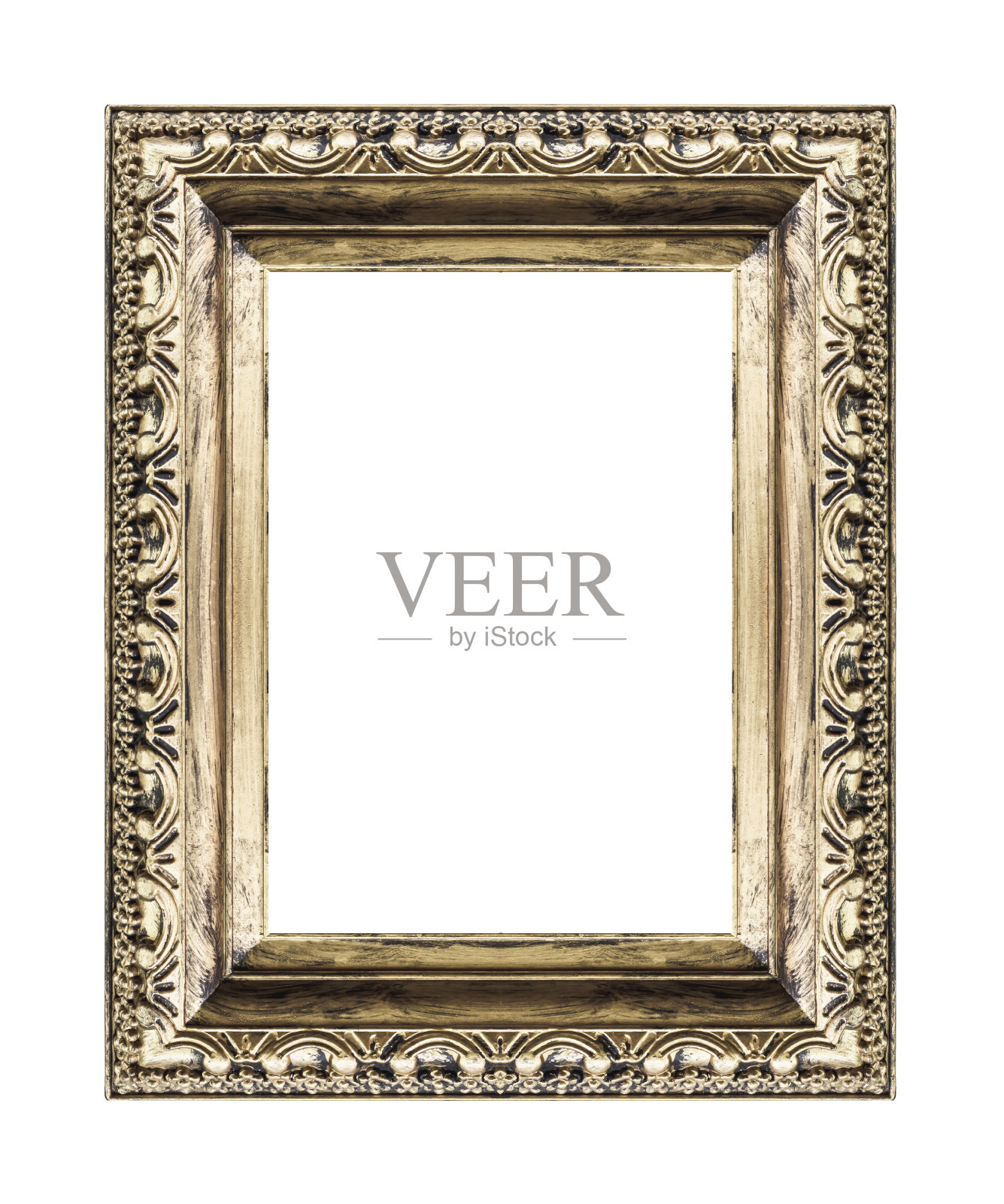 复古的金色框架与空白和剪辑路径照片摄影图片