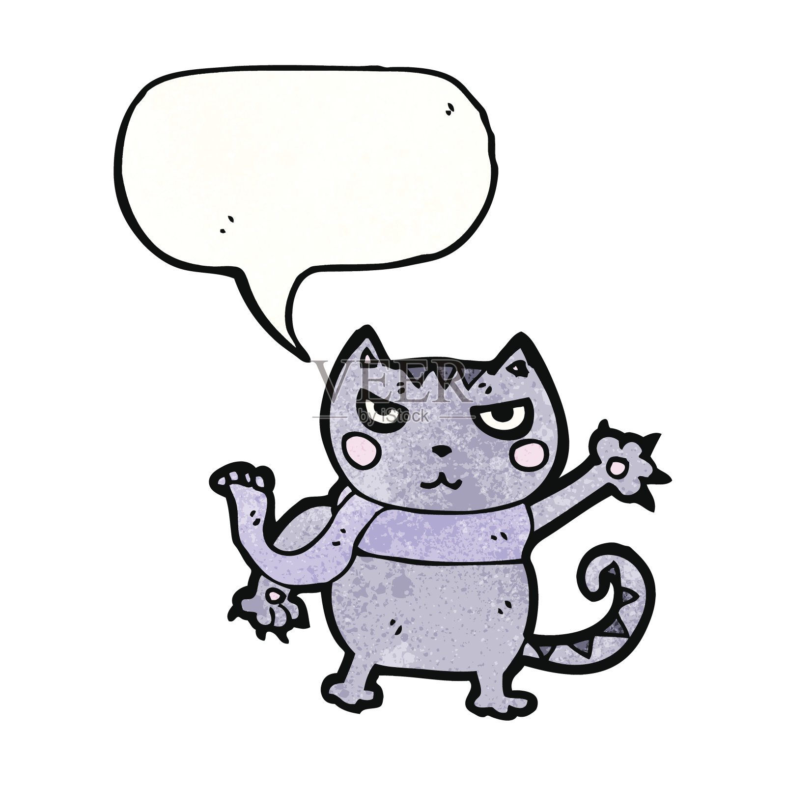 卡通猫与语音泡泡插画图片素材