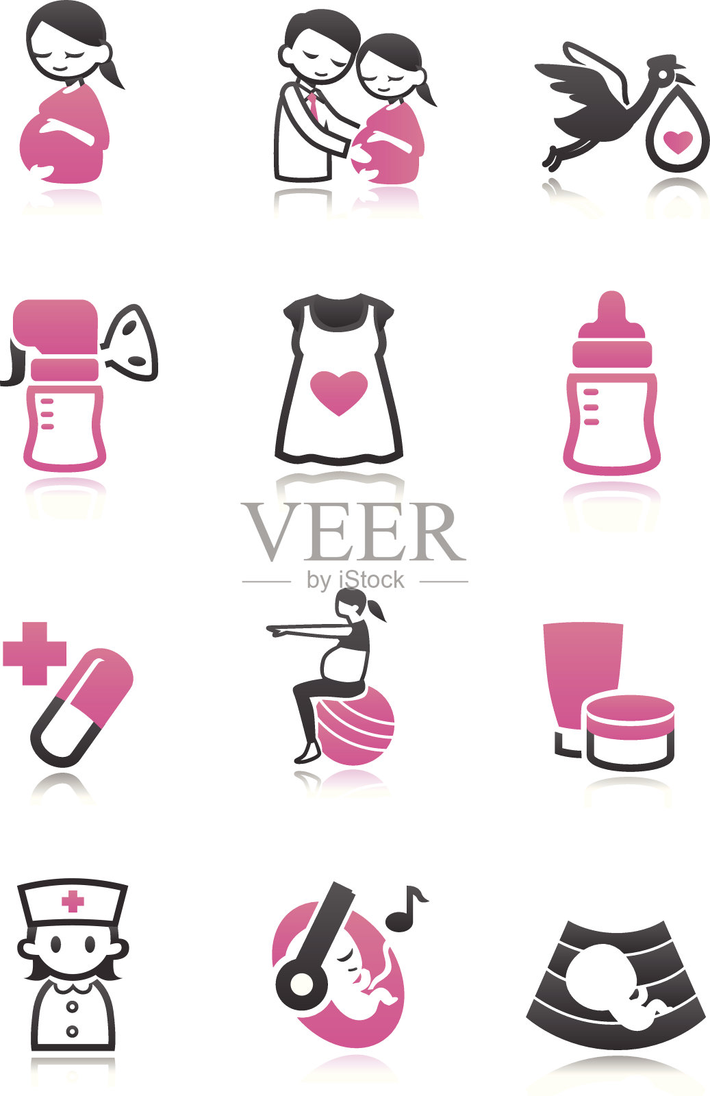 双色调图标套装2(孕妇装)图标素材