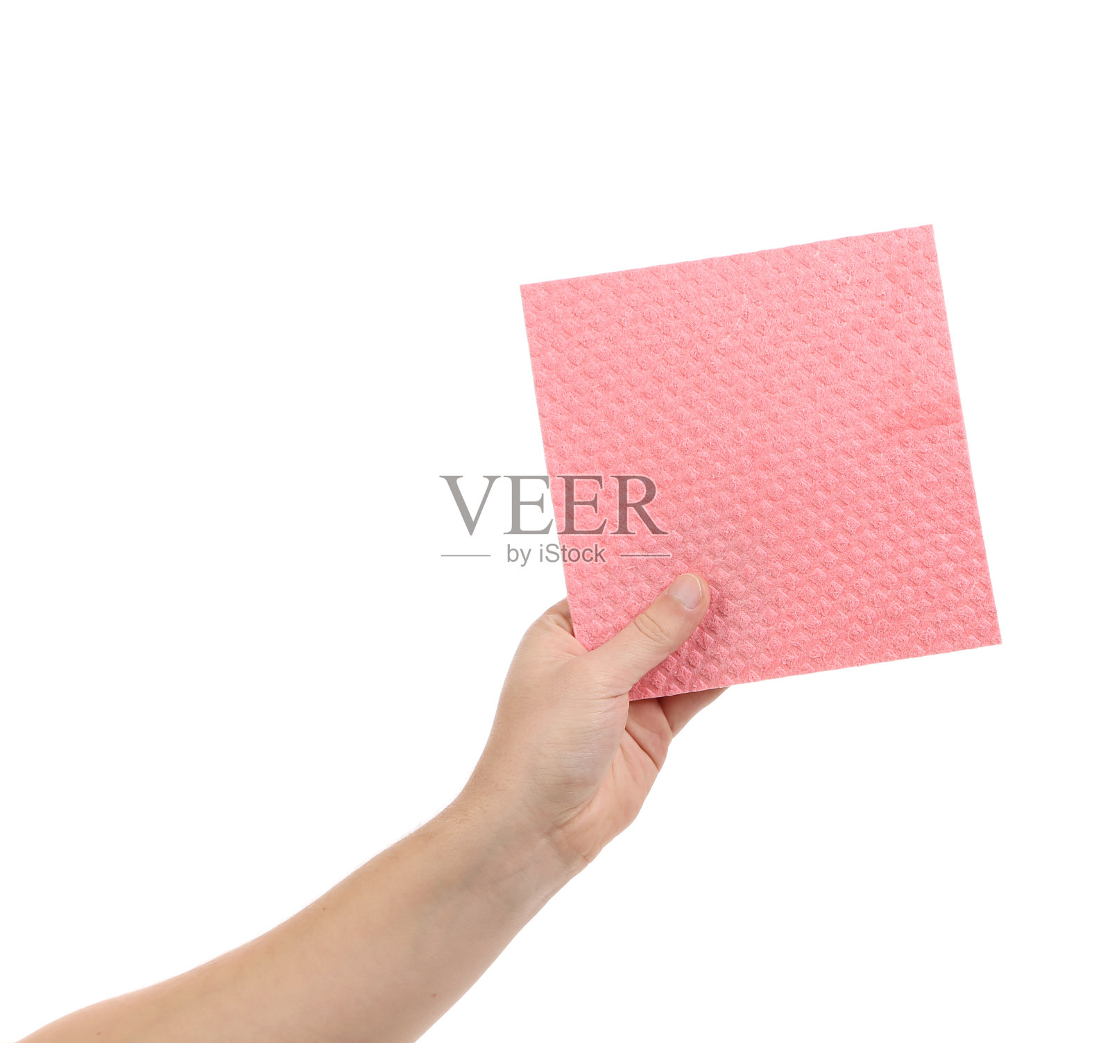 用粉色海绵擦手。照片摄影图片