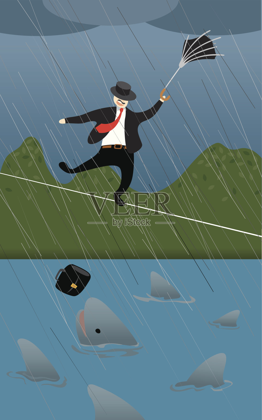 危险的钢丝插画图片素材