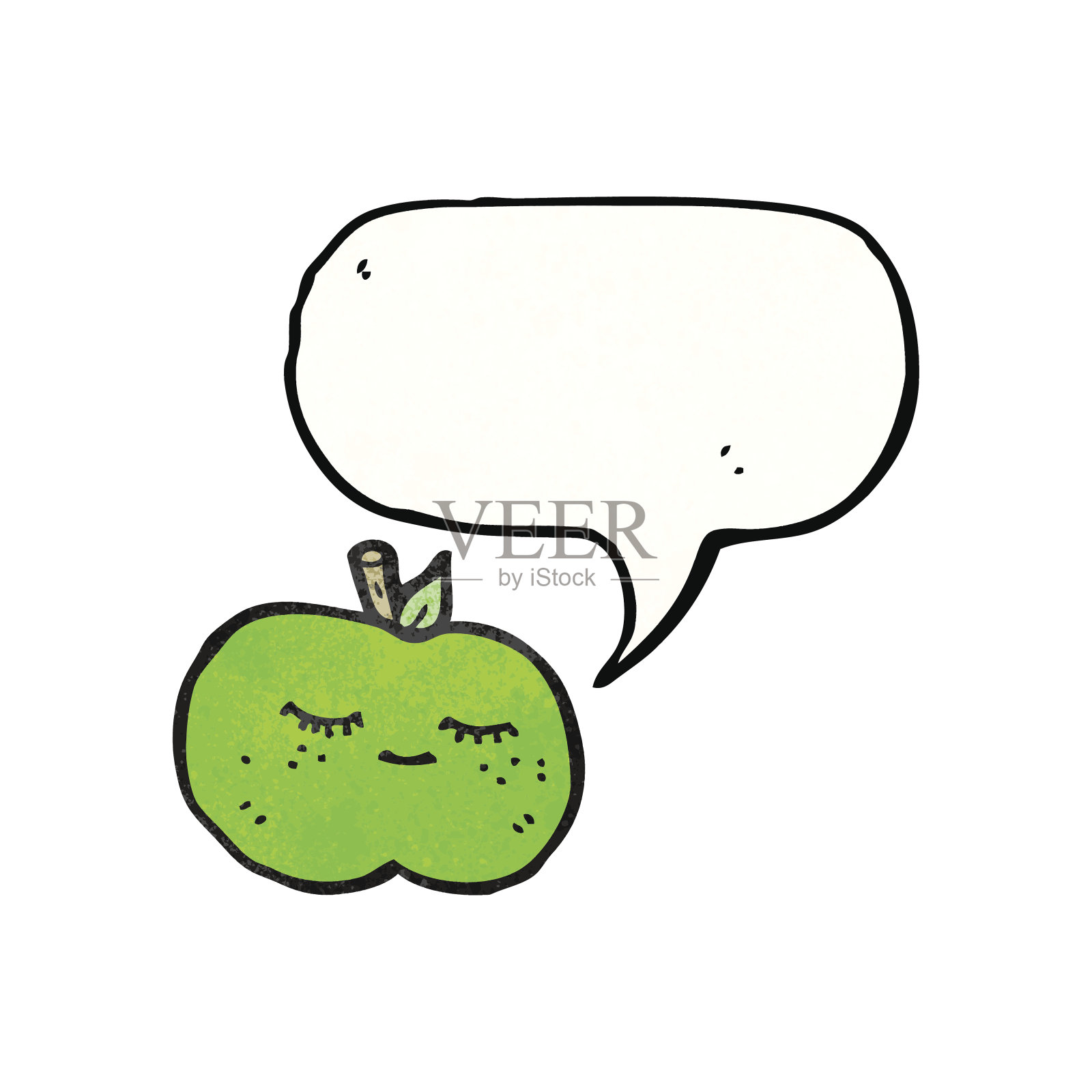 可爱的卡通苹果和语音泡泡插画图片素材