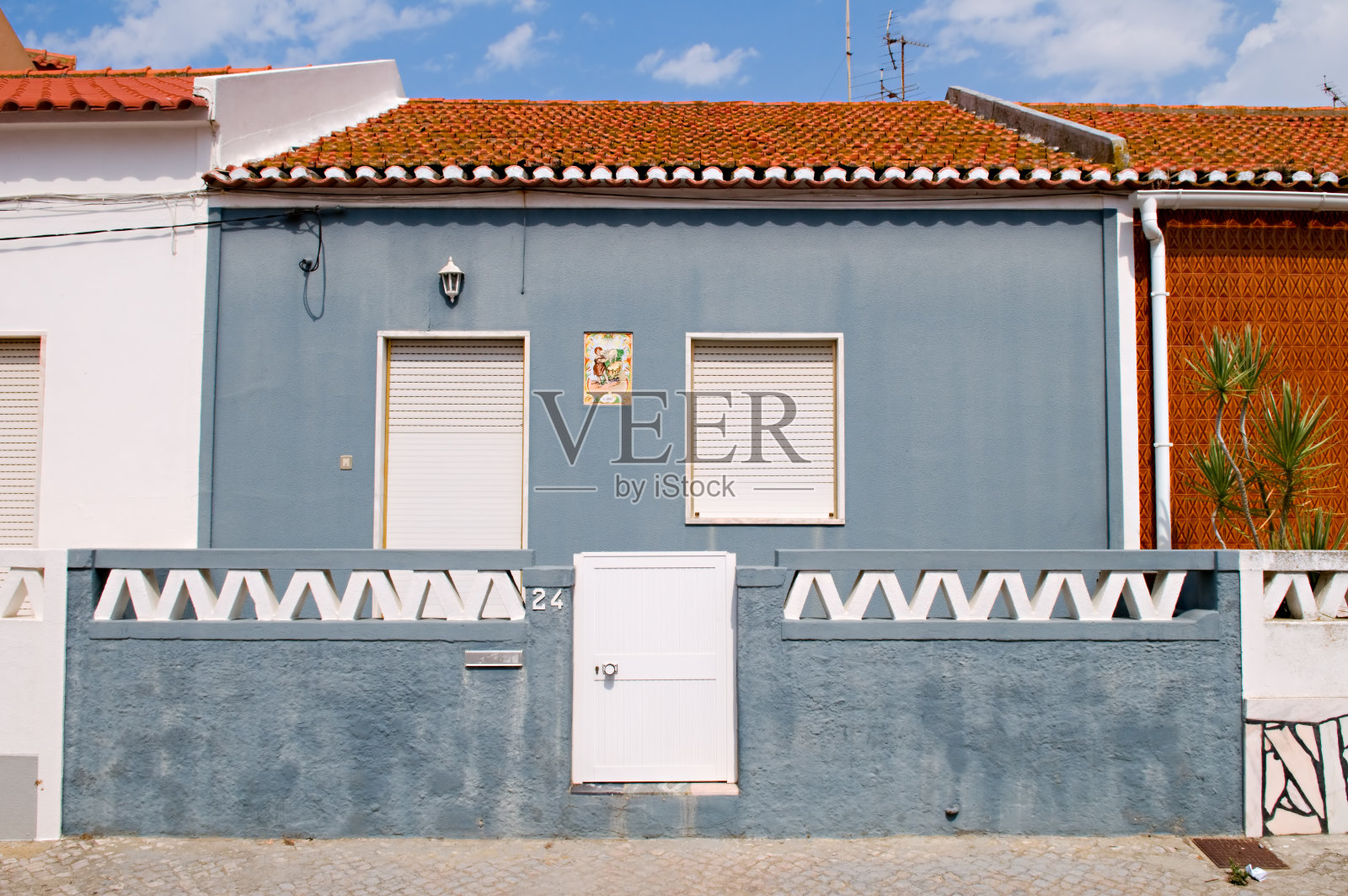 五彩缤纷的房子的墙照片摄影图片