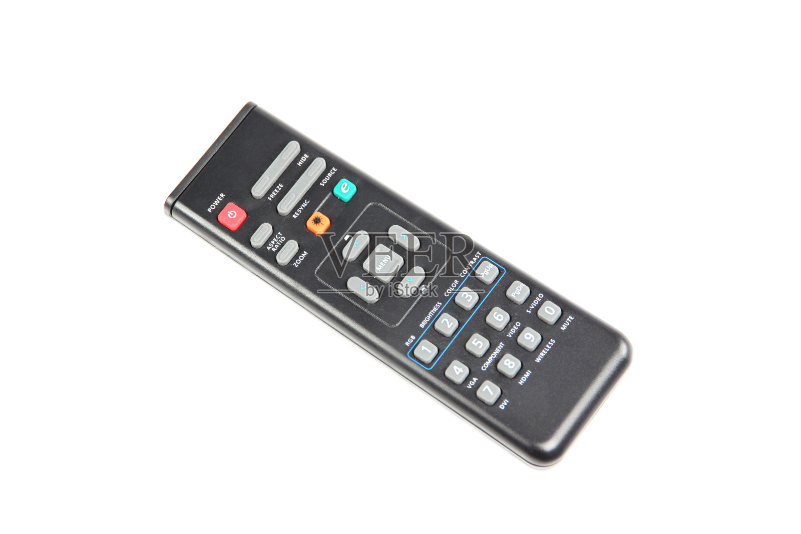 投影仪的遥控隔离。照片摄影图片