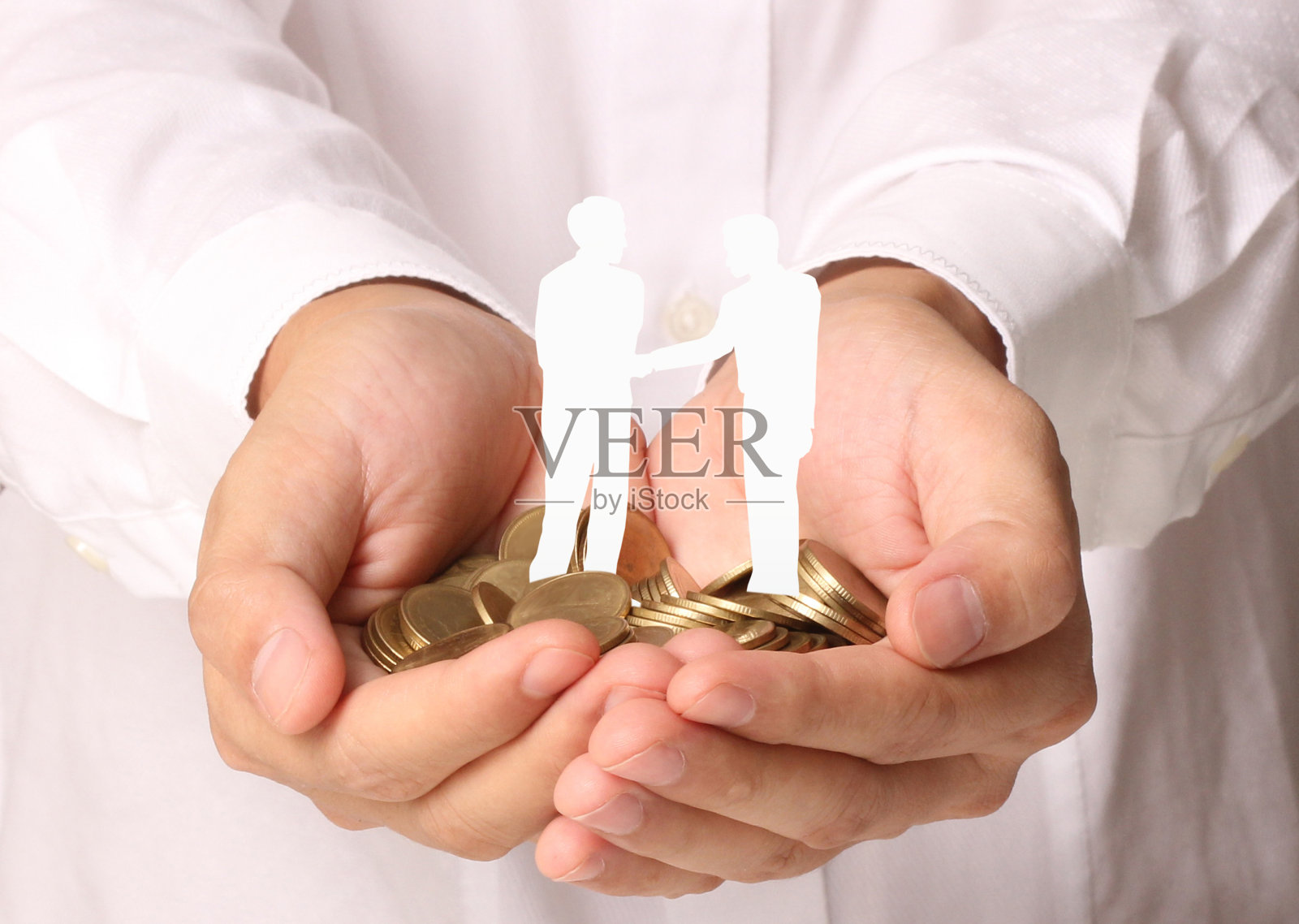 持有硬币的商人照片摄影图片