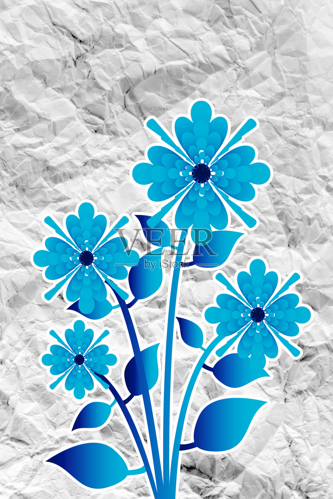 皱巴巴的纸上有花朵图案照片摄影图片