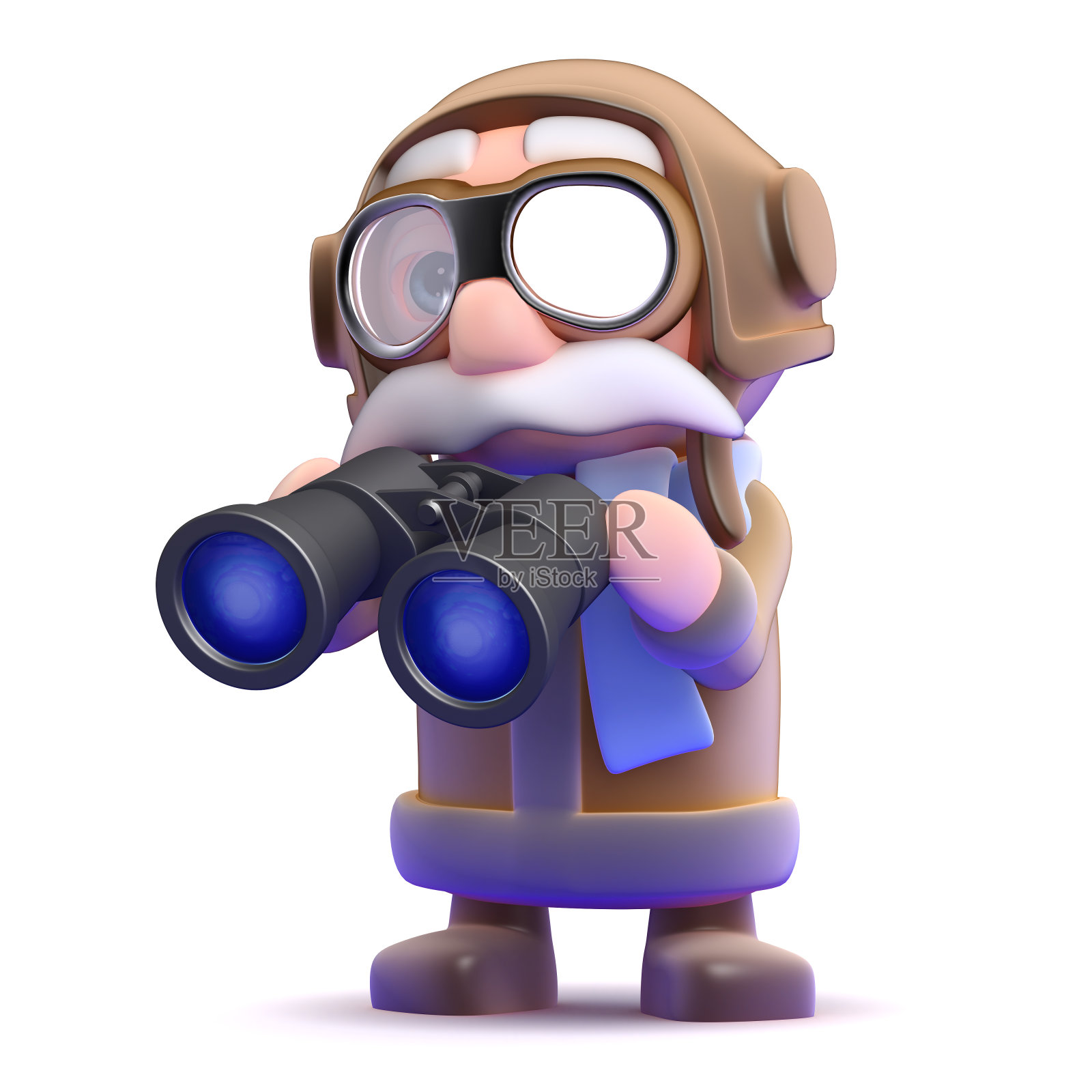 3d飞行员与双筒望远镜照片摄影图片