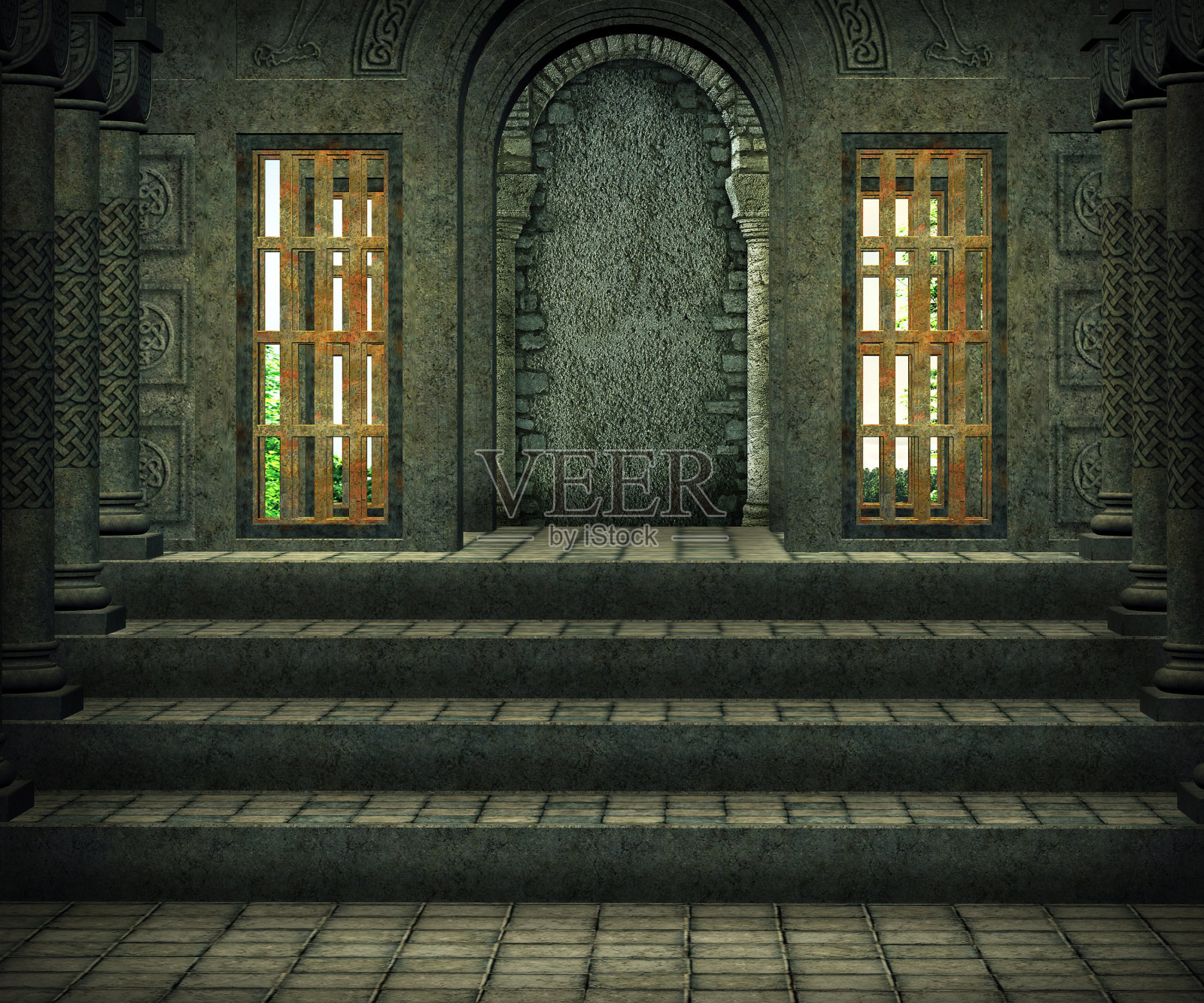 空大厅预制中世纪背景照片摄影图片