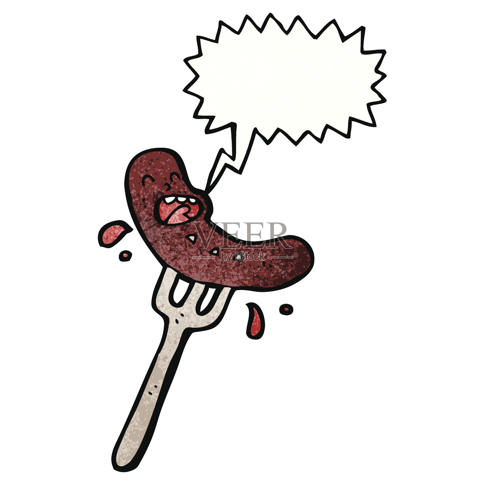 用叉子叉香肠的漫画设计元素图片
