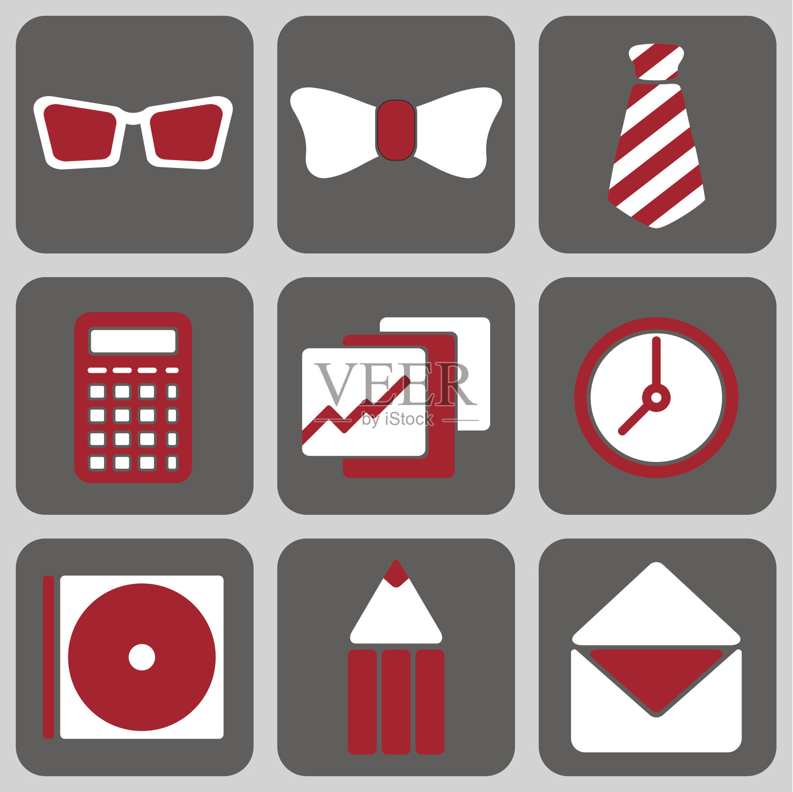 一套九个图标图标素材