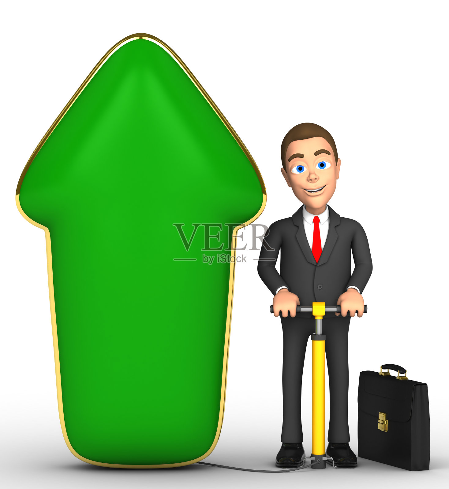 成功的商人与大箭头照片摄影图片