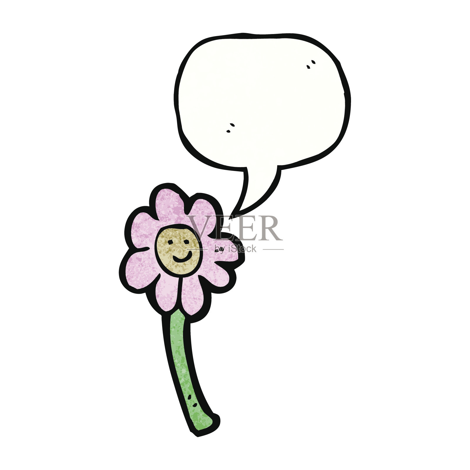卡通花与语音泡泡插画图片素材
