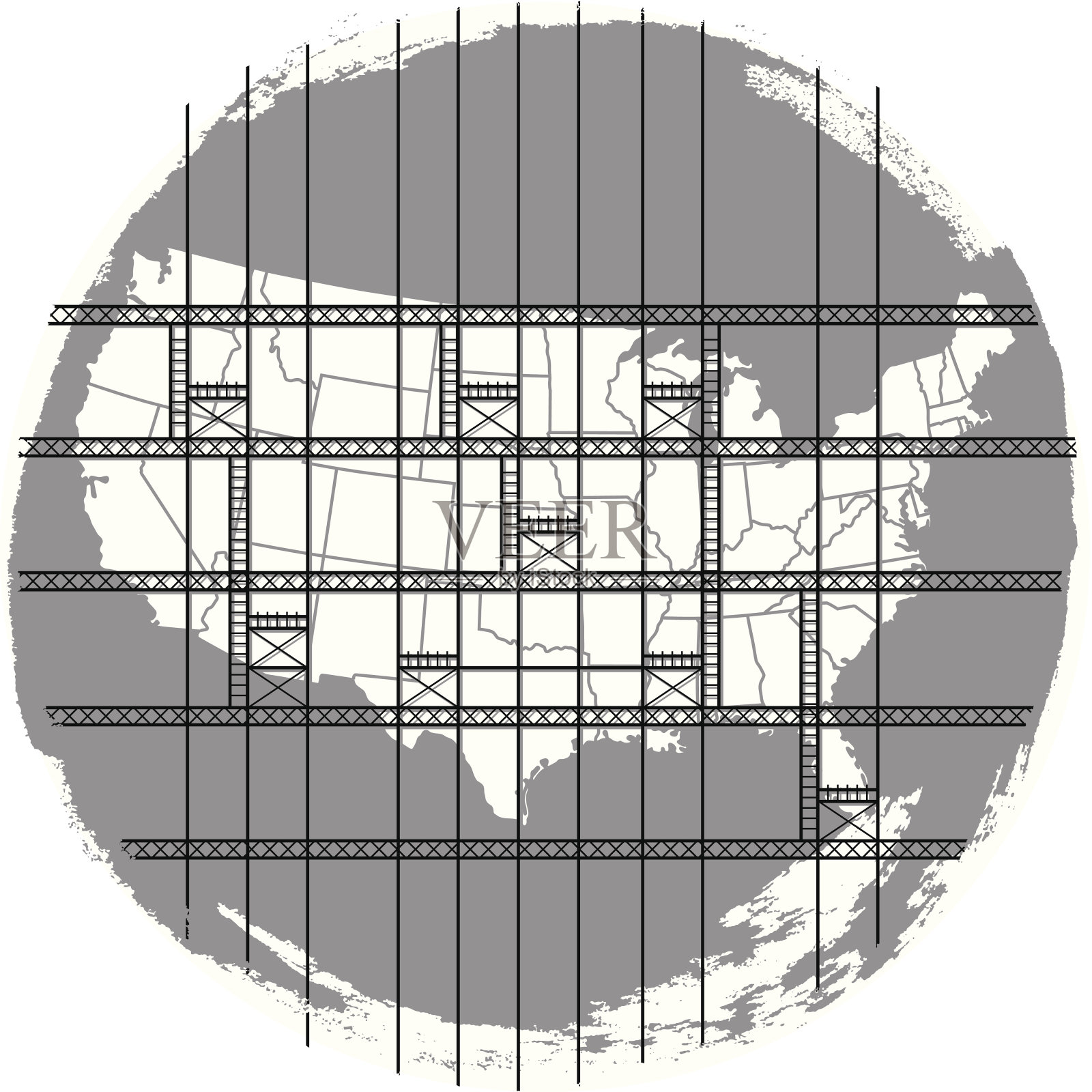 美国地图脚手架插画图片素材
