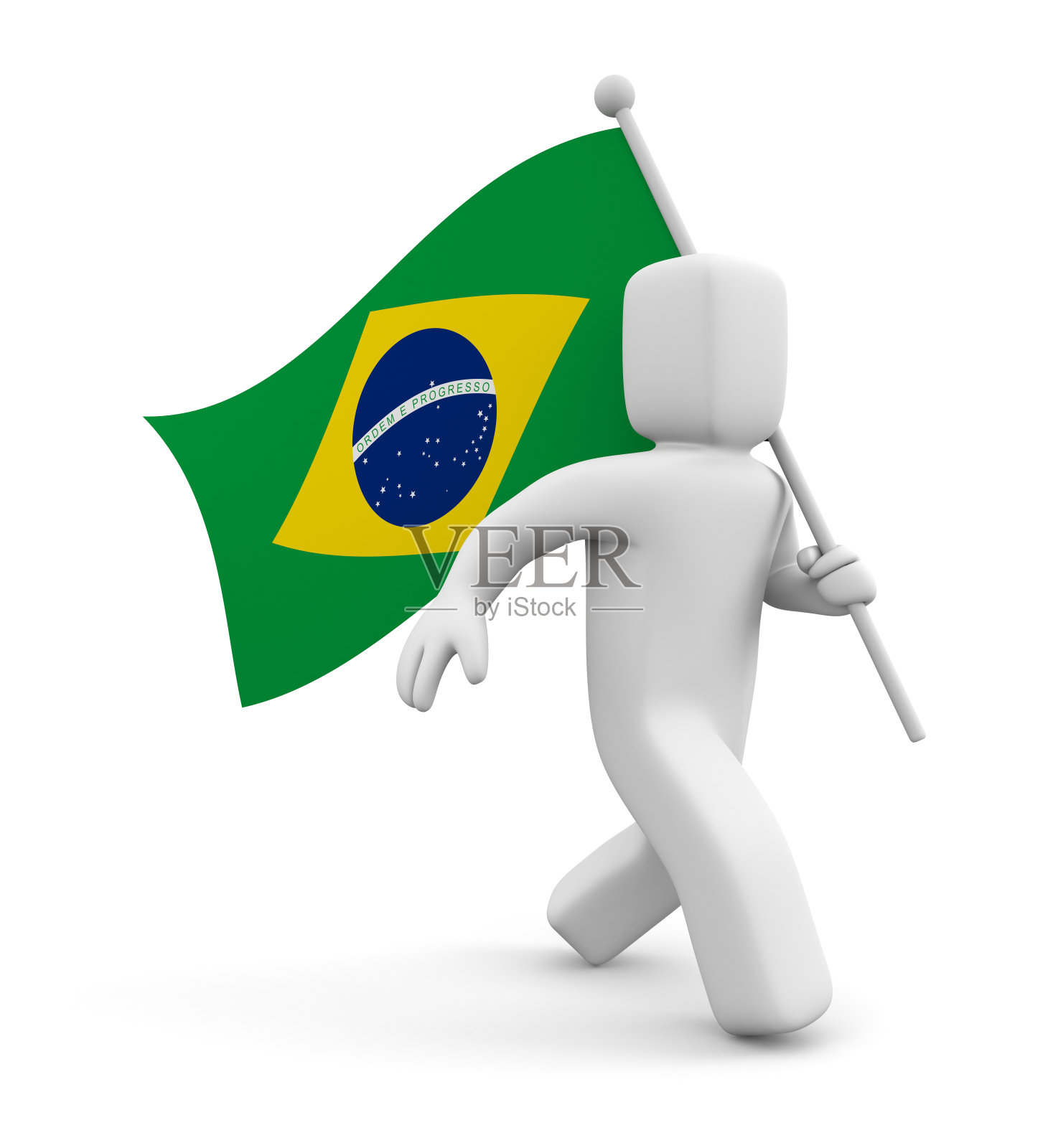 3人与巴西国旗照片摄影图片