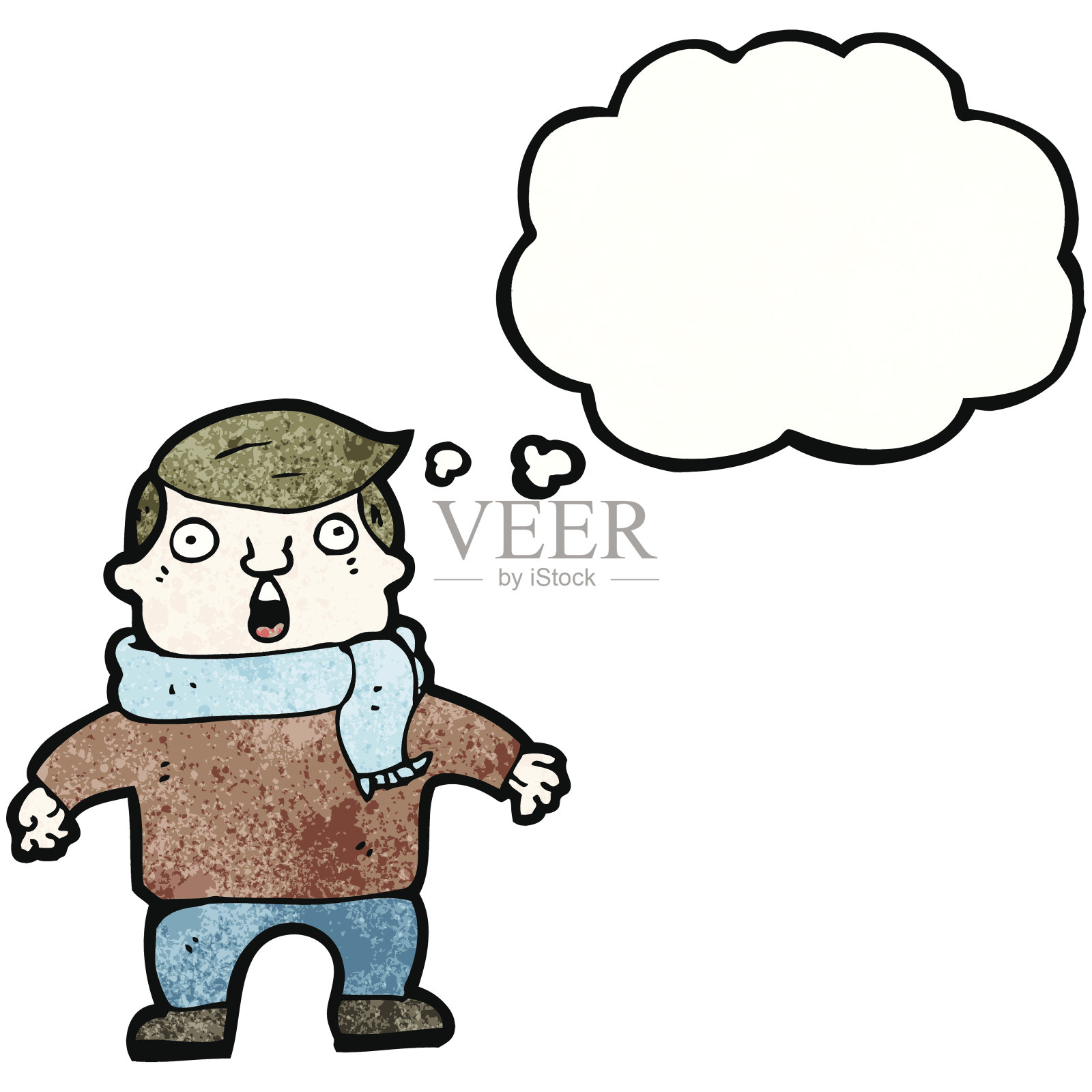 戴着围巾的卡通男人插画图片素材