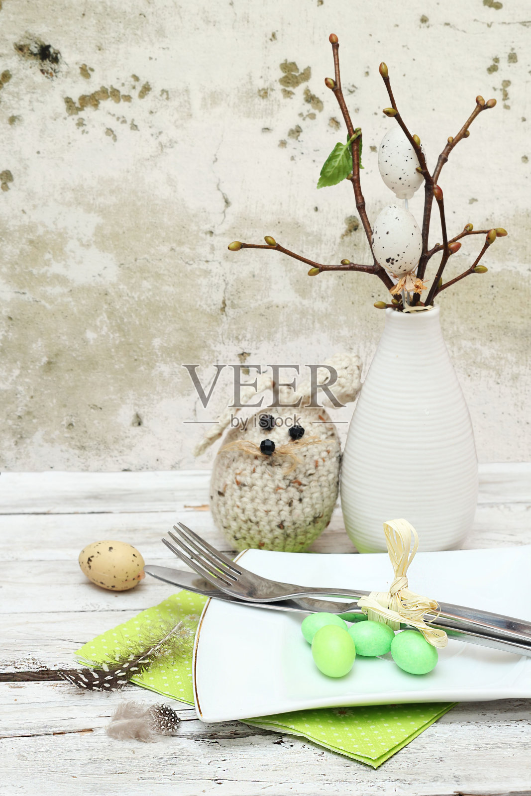 复活节表设置照片摄影图片